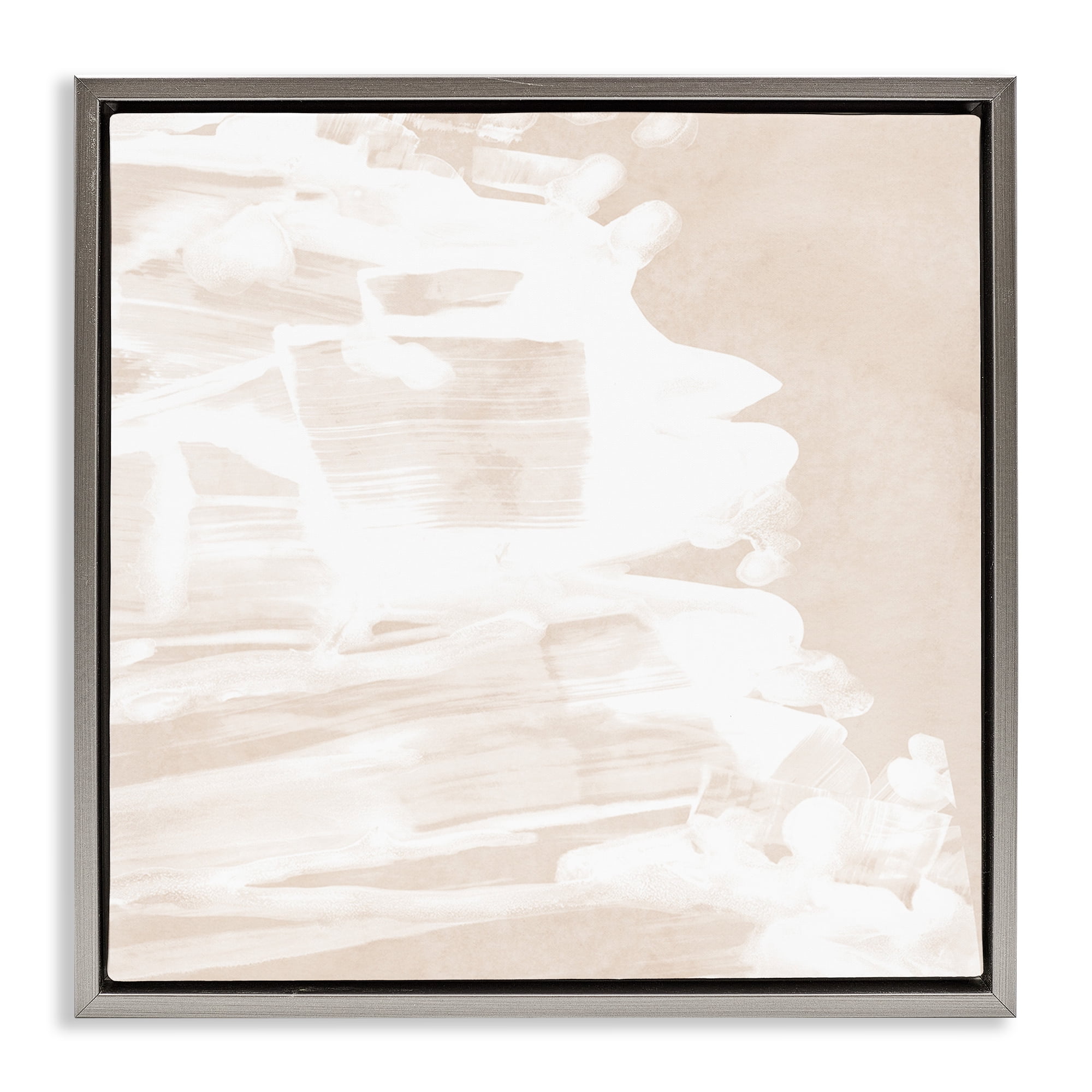 Stupell Industries Abstract Tide Movement Abstract Painting Gray Floater Framed Canvas Art Print Wall Art, 18 x 18