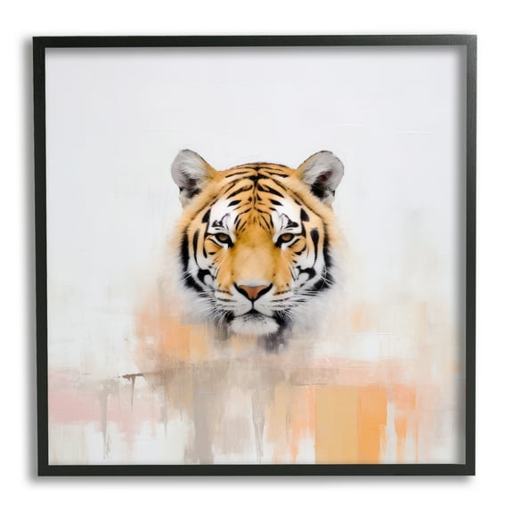 Stupell Industries Abstract Tiger Portrait Animals & Insects Painting Black Framed Art Print Wall Art, 12 x 12