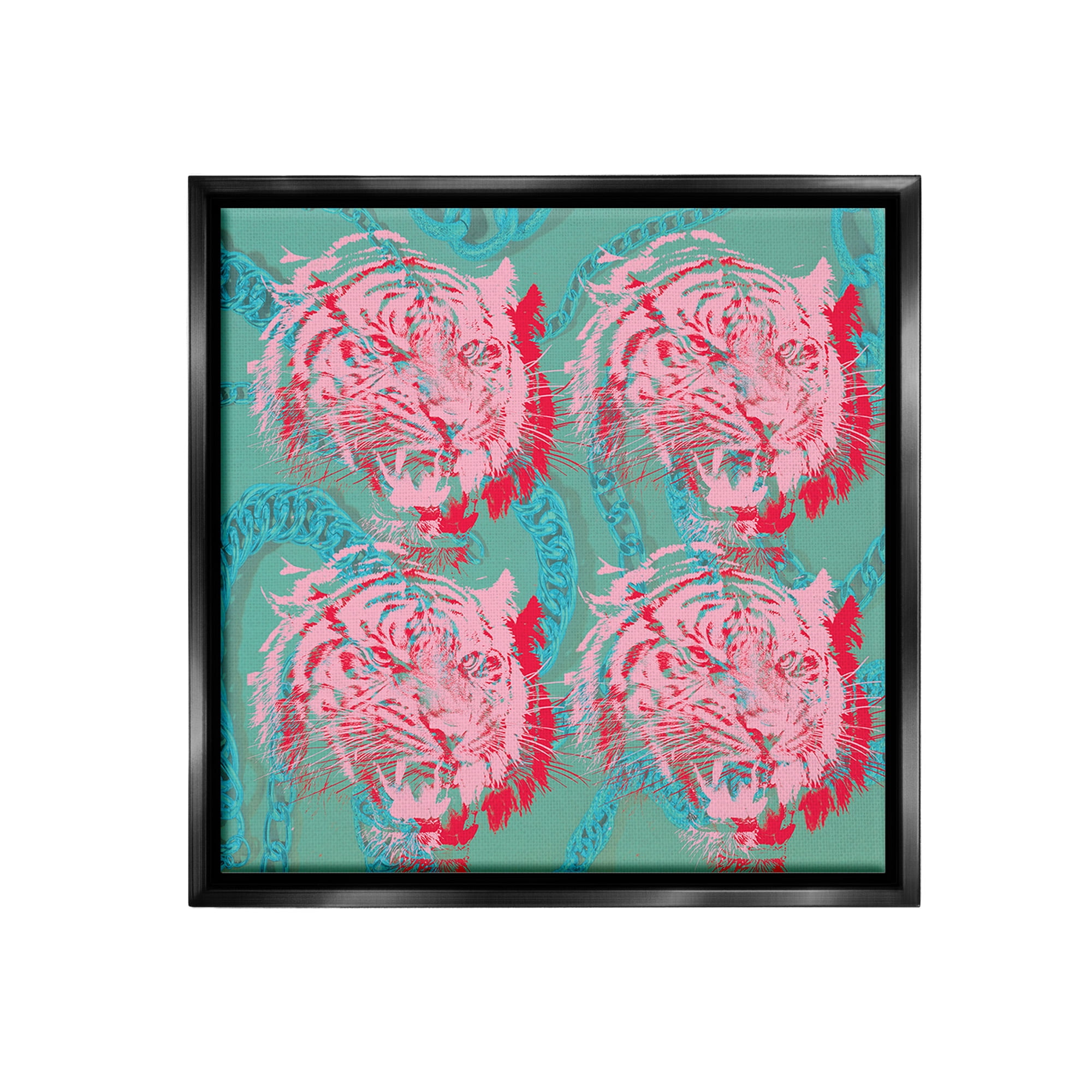 Stupell Industries Abstract Tigers Pattern Animals & Insects Painting Black Floater Framed Canvas Art Print Wall Art, 18 x 18