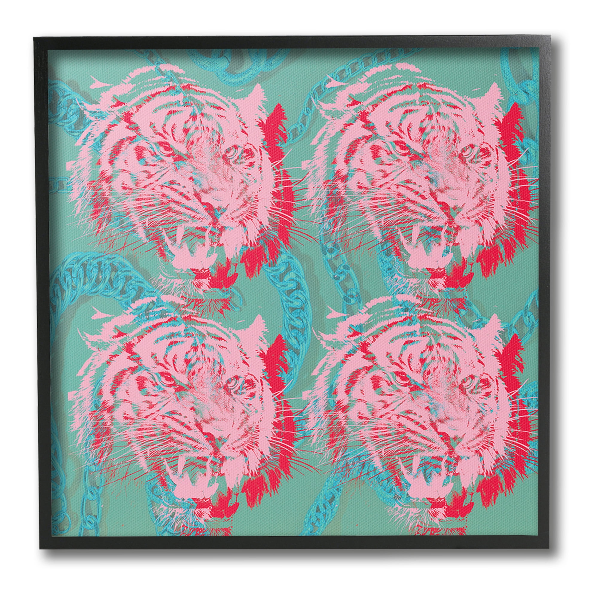 Stupell Industries Abstract Tigers Pattern Animals & Insects Painting Black Framed Art Print Wall Art, 17 x 17