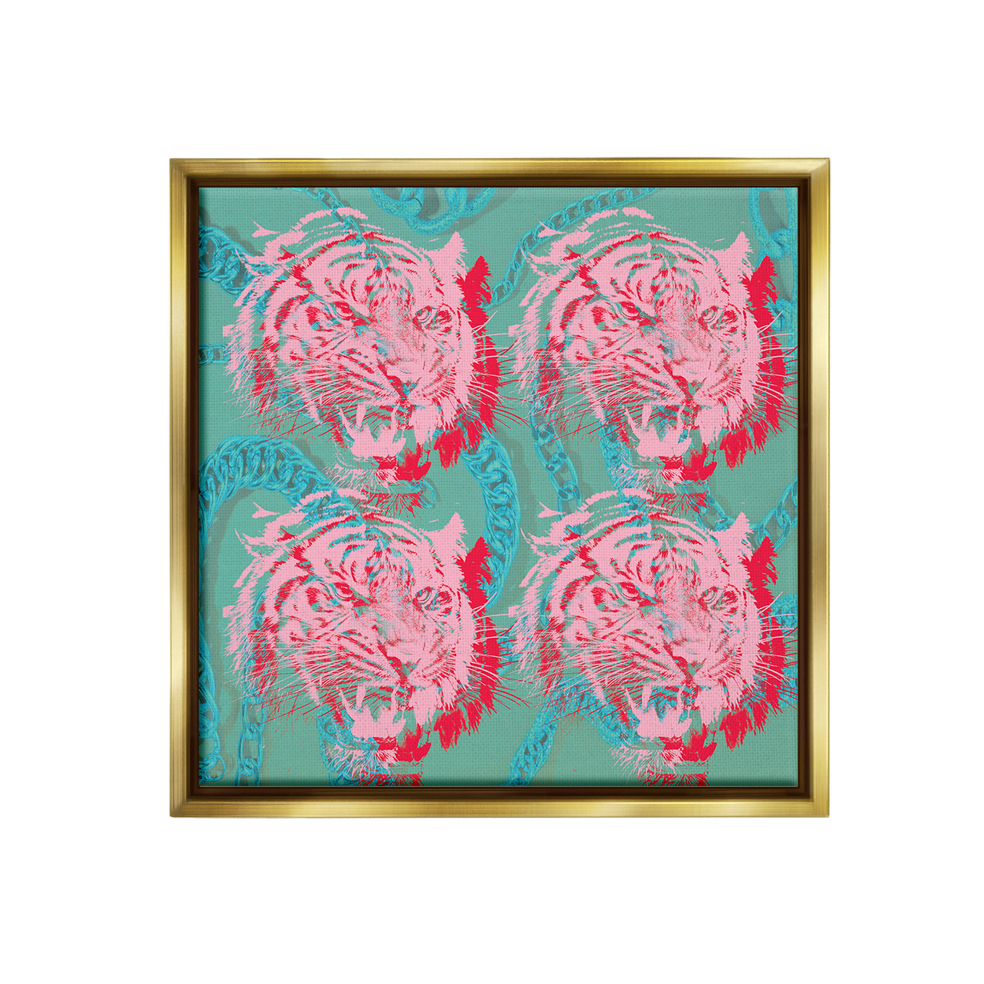 Stupell Industries Abstract Tigers Pattern Animals & Insects Painting Gold Floater Framed Canvas Art Print Wall Art, 18 x 18