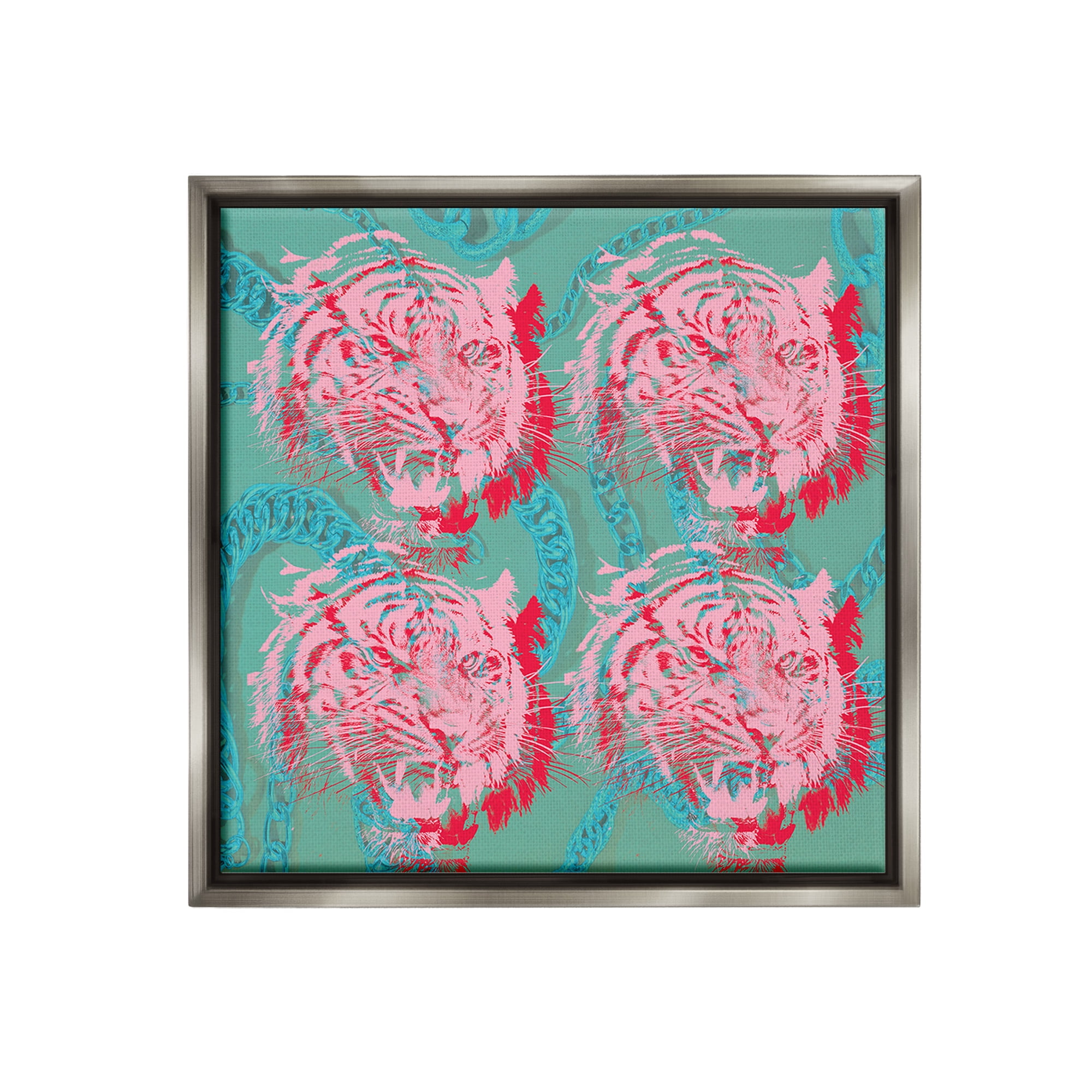 Stupell Industries Abstract Tigers Pattern Animals & Insects Painting Gray Floater Framed Canvas Art Print Wall Art, 18 x 18
