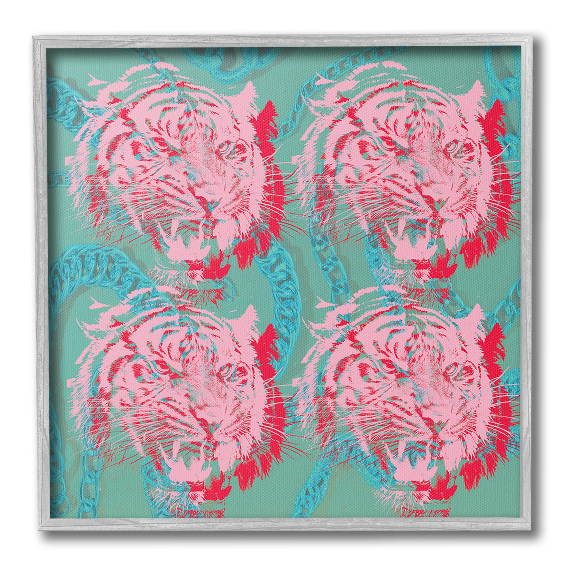 Stupell Industries Abstract Tigers Pattern Animals & Insects Painting Gray Framed Art Print Wall Art, 17 x 17