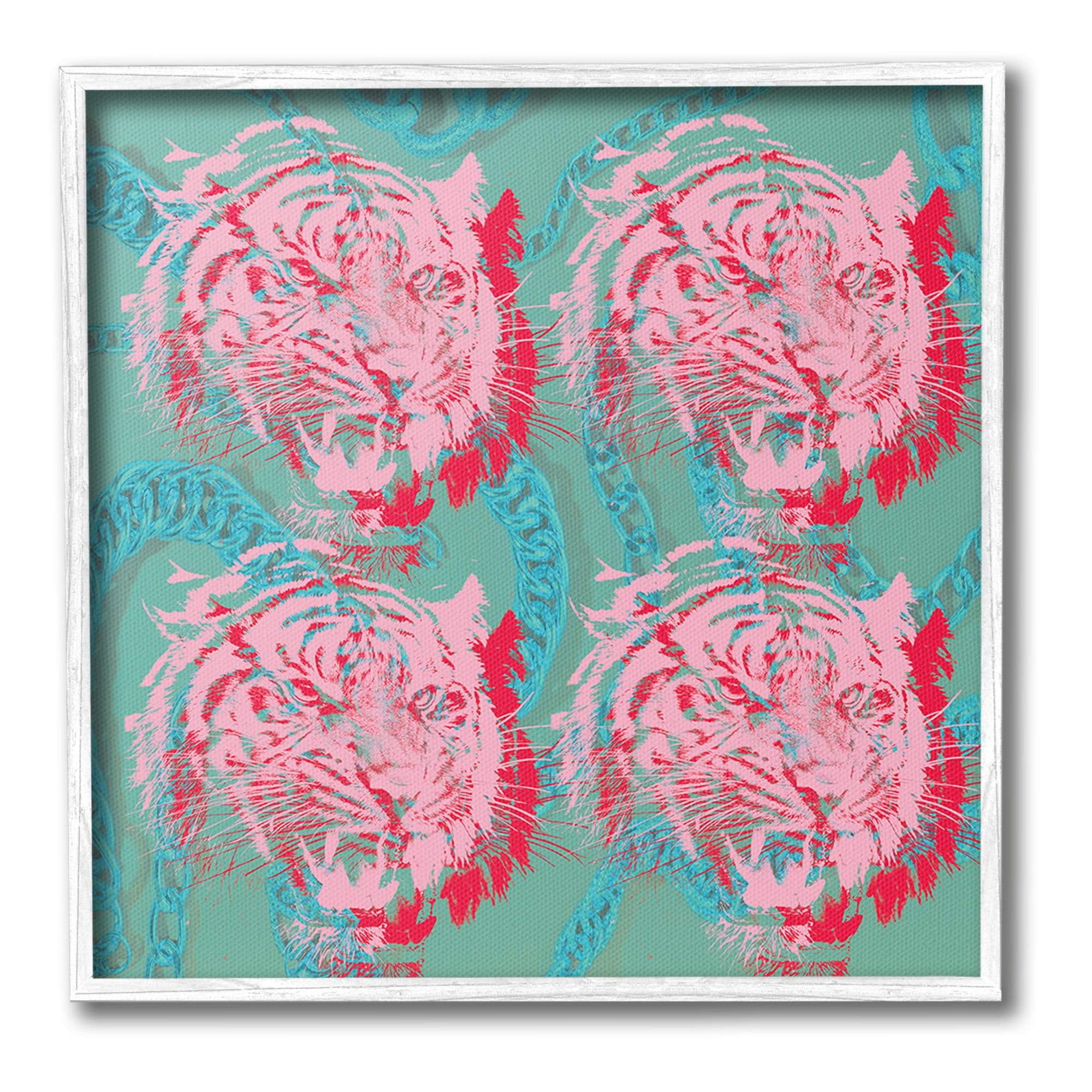 Stupell Industries Abstract Tigers Pattern Animals & Insects Painting White Framed Art Print Wall Art, 24 x 24