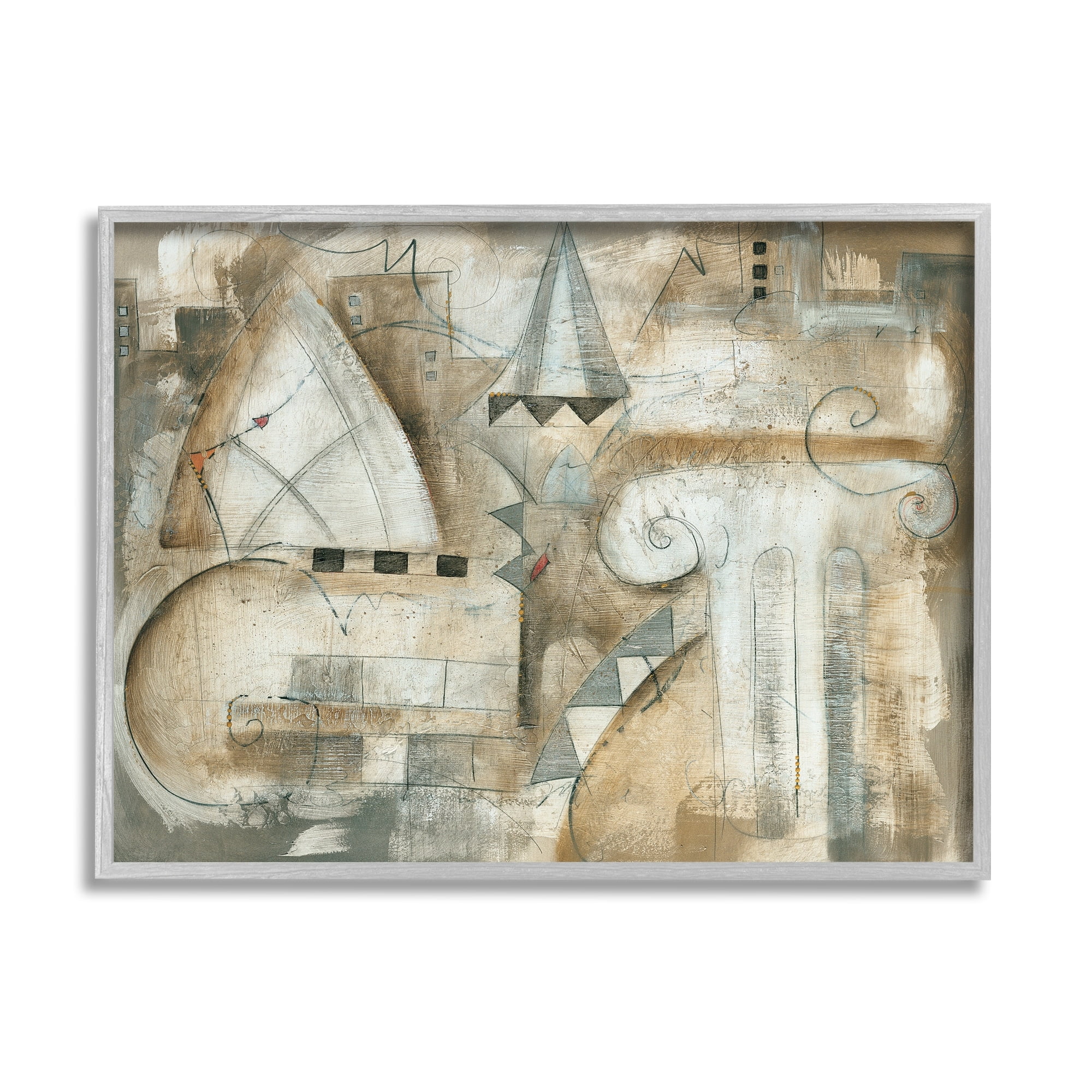 Stupell Industries Abstract Traditional City Architecture European Ionic Pillar Paintings Gray Framed Art Print Wall Art, 30x24, by Eric Waugh