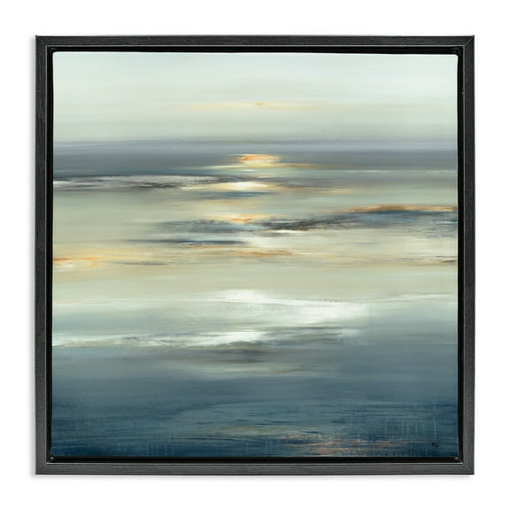 Stupell Industries Abstract Tranquil Nautical Sunrise Nature Painting Black Floater Framed Canvas Art Print Wall Art, 18 x 18