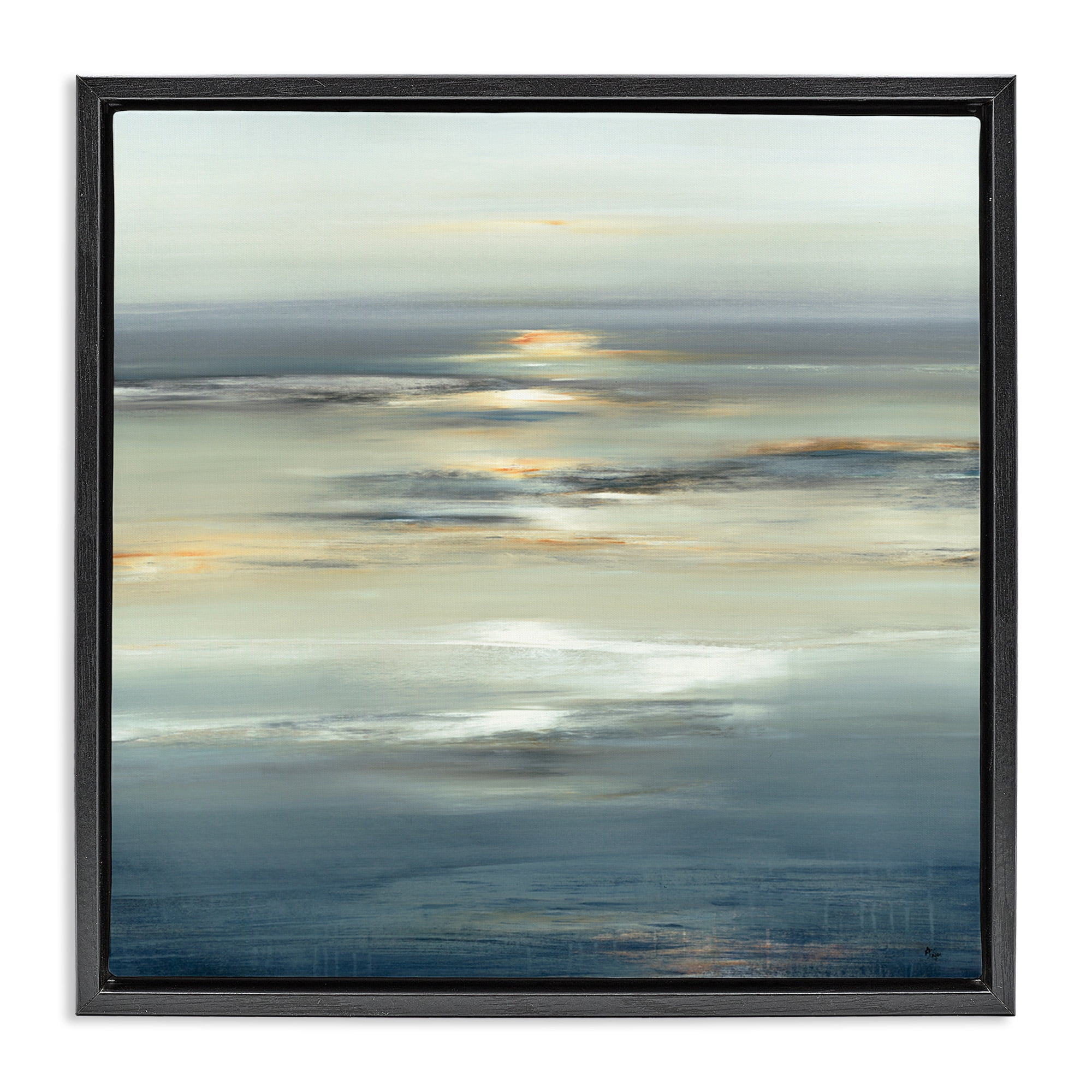 Stupell Industries Abstract Tranquil Nautical Sunrise Nature Painting Black Floater Framed Canvas Art Print Wall Art, 25 x 25