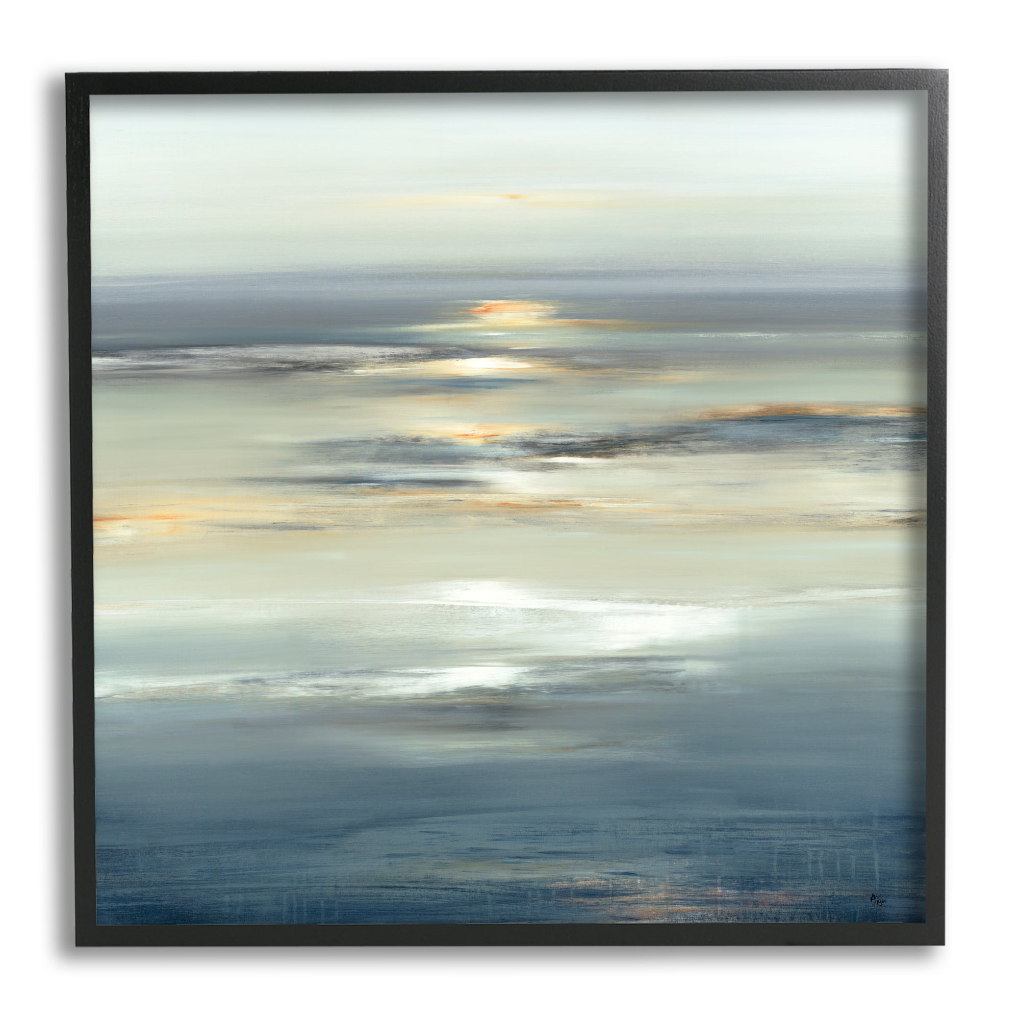 Stupell Industries Abstract Tranquil Nautical Sunrise Reflection Grey Blue, 24 x 24, Designed by Lisa Ridgers