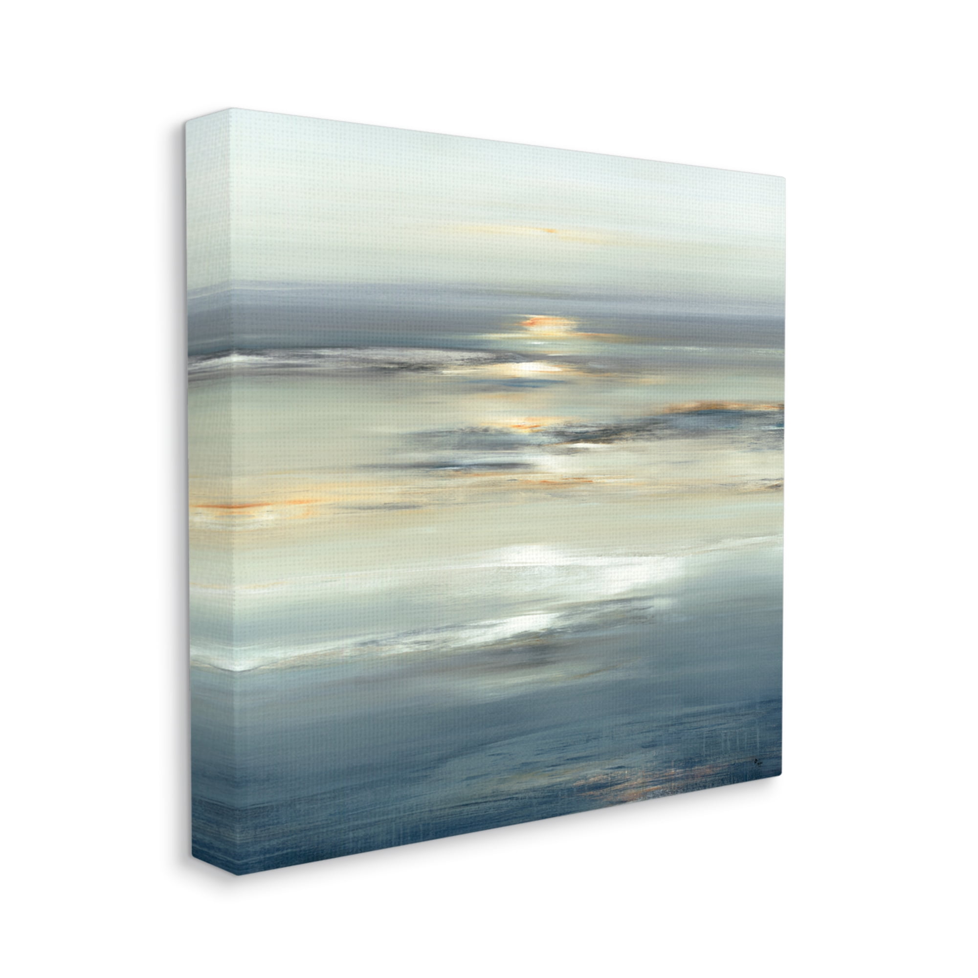 Stupell Industries Abstract Tranquil Nautical Sunrise Reflection Grey Blue Global Painting Gallery-Wrapped Canvas Print Wall Art, 30 x 30, Design by Lisa Ridgers