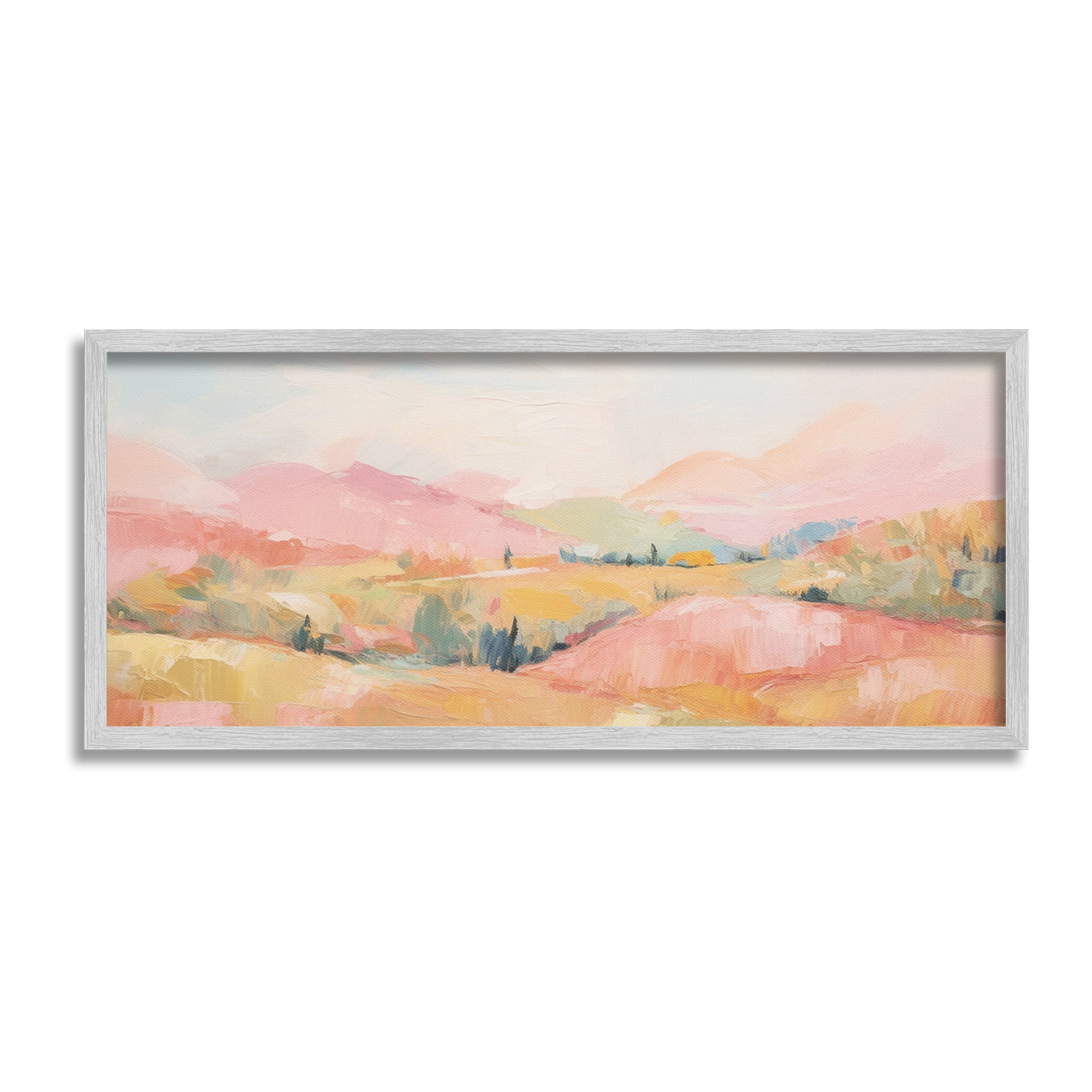 Stupell Industries Abstract Tranquility Hills Landscape Painting Gray Framed Art Print Wall Art, 24 x 10