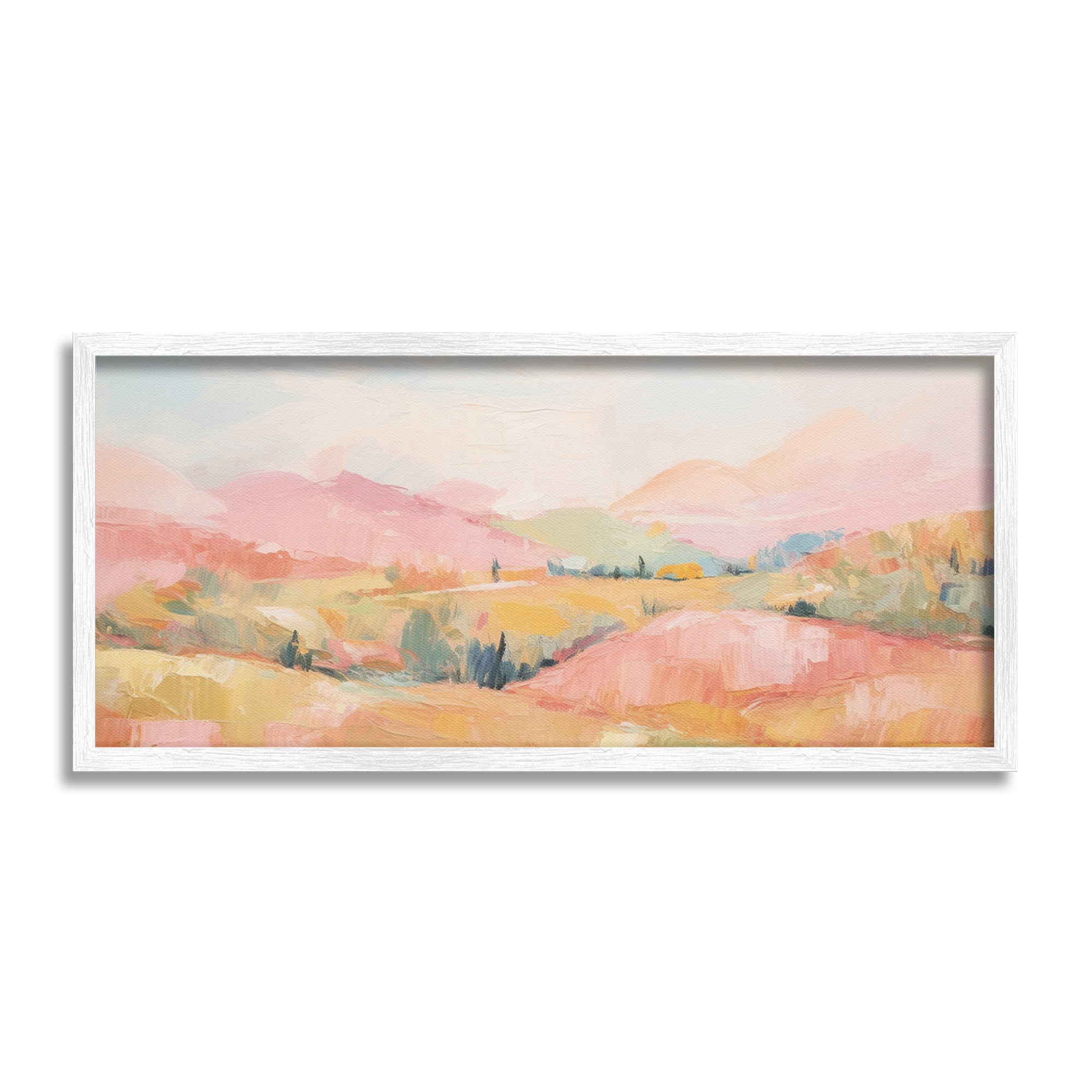 Stupell Industries Abstract Tranquility Hills Landscape Painting White Framed Art Print Wall Art, 30 x 13