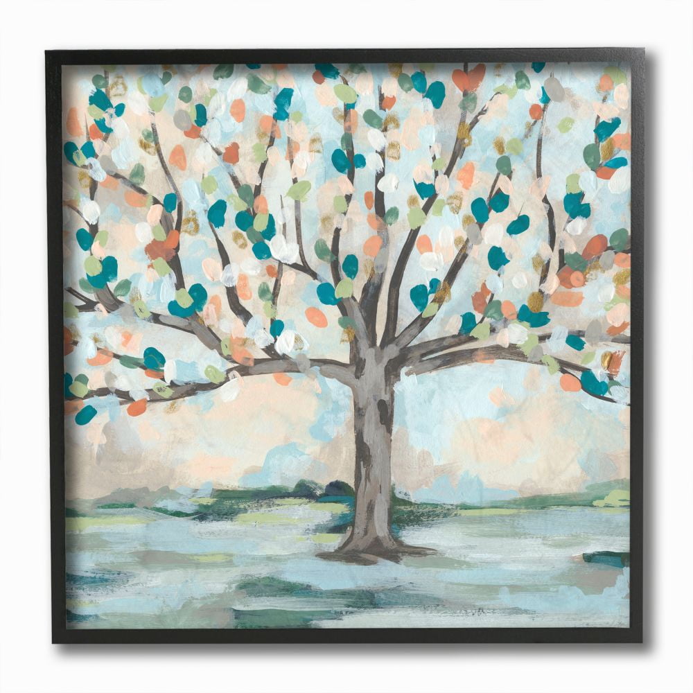 Stupell Industries Abstract Tree Pastel Blue Pink Painting Framed Giclee Texturized Art by June Erica Vess