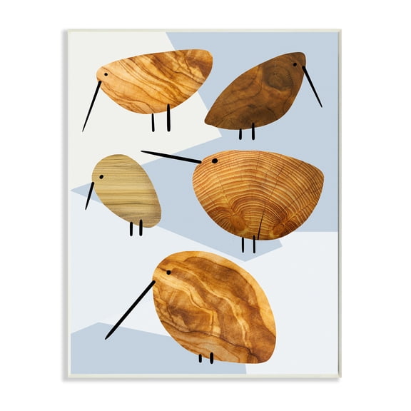 Stupell Industries Abstract Tree Pattern Birds Blue Geometric Shapes Wall Plaque by Daphne Polselli