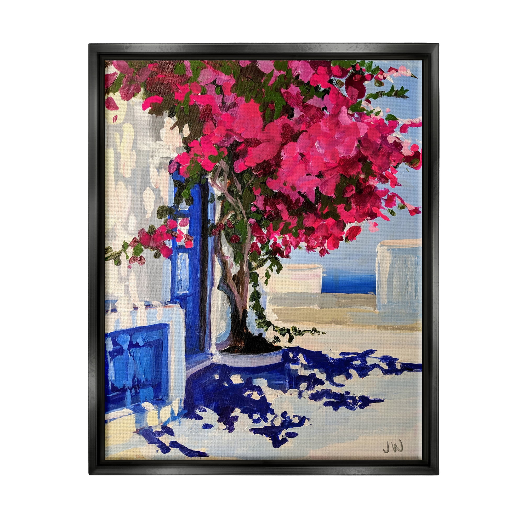 Stupell Industries Abstract Tree in City Botanical & Floral Painting Black Floater Framed Canvas Art Print Wall Art, 25 x 31