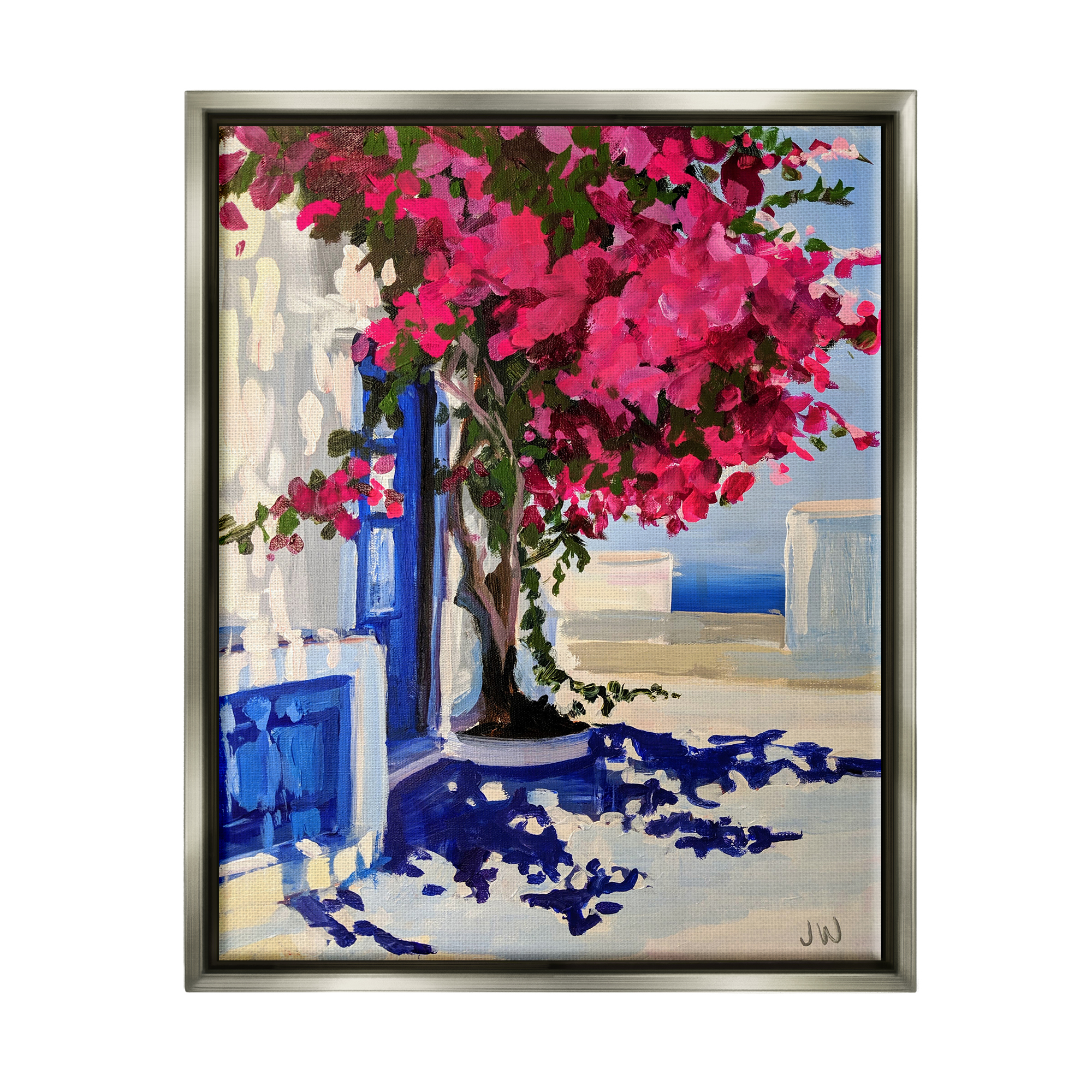 Stupell Industries Abstract Tree in City Botanical & Floral Painting Gray Floater Framed Canvas Art Print Wall Art, 25 x 31
