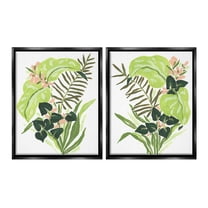 Stupell Industries Abstract Tropical Blooms Botanical & Floral Painting Black Floater Framed Canvas Art Print Wall Art, 17 x 21, Set of 2