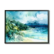 Stupell Industries Abstract Tropical Landscape Landscape Painting Black Framed Art Print Wall Art, 14 x 11