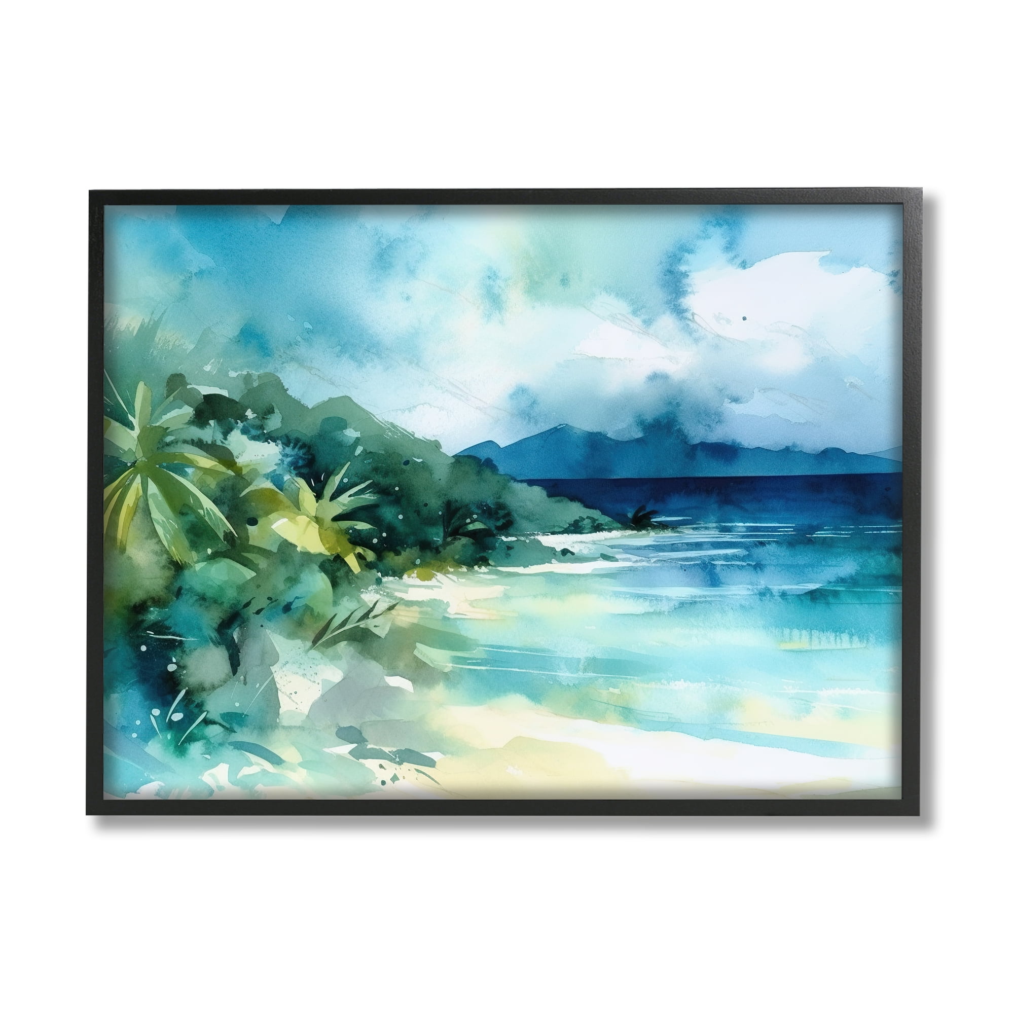 Stupell Industries Abstract Tropical Landscape Landscape Painting Black Framed Art Print Wall Art, 20 x 16