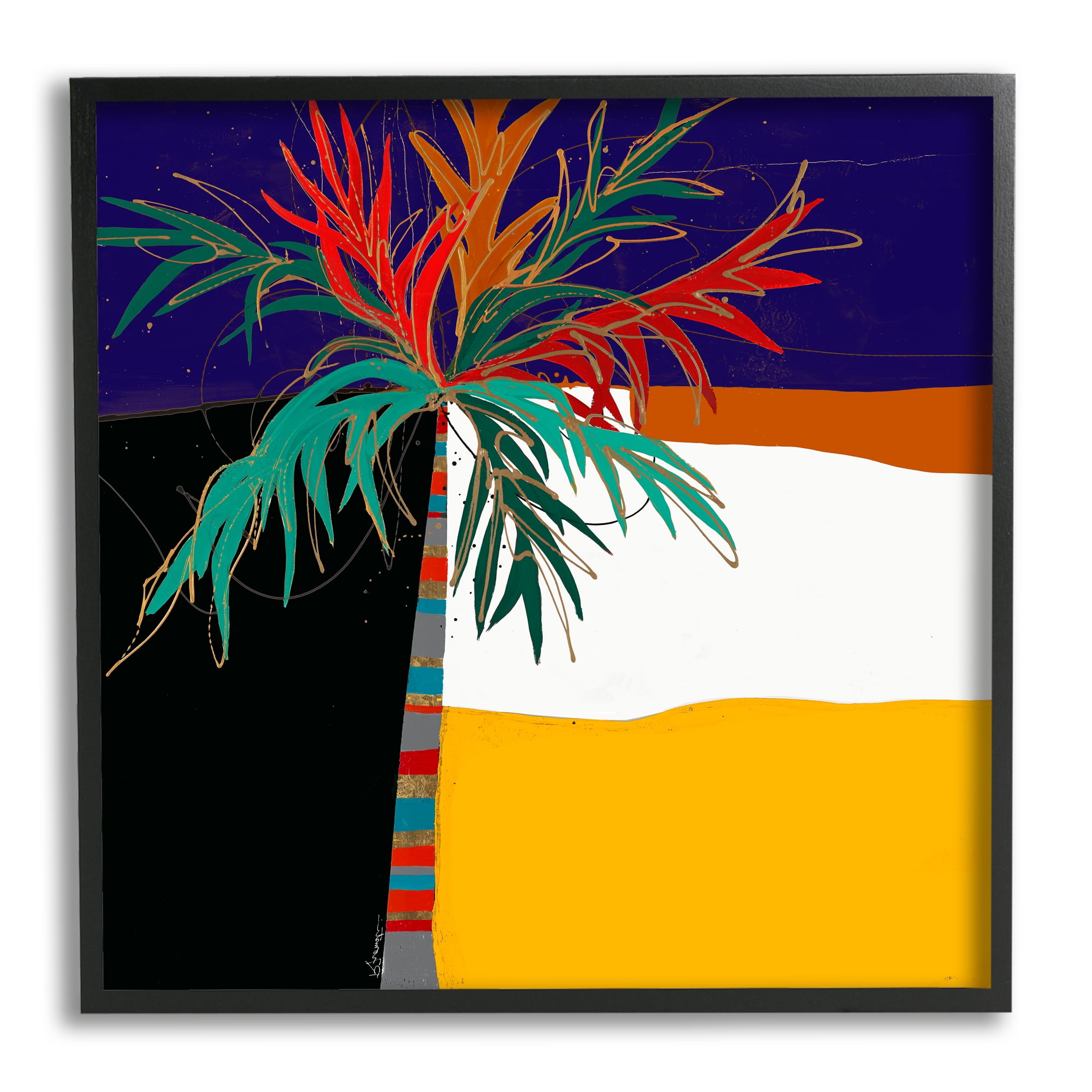 Stupell Industries Abstract Tropical Palm Tree Bold Blocked Pattern, 17 x 30,Design by Third and Wall
