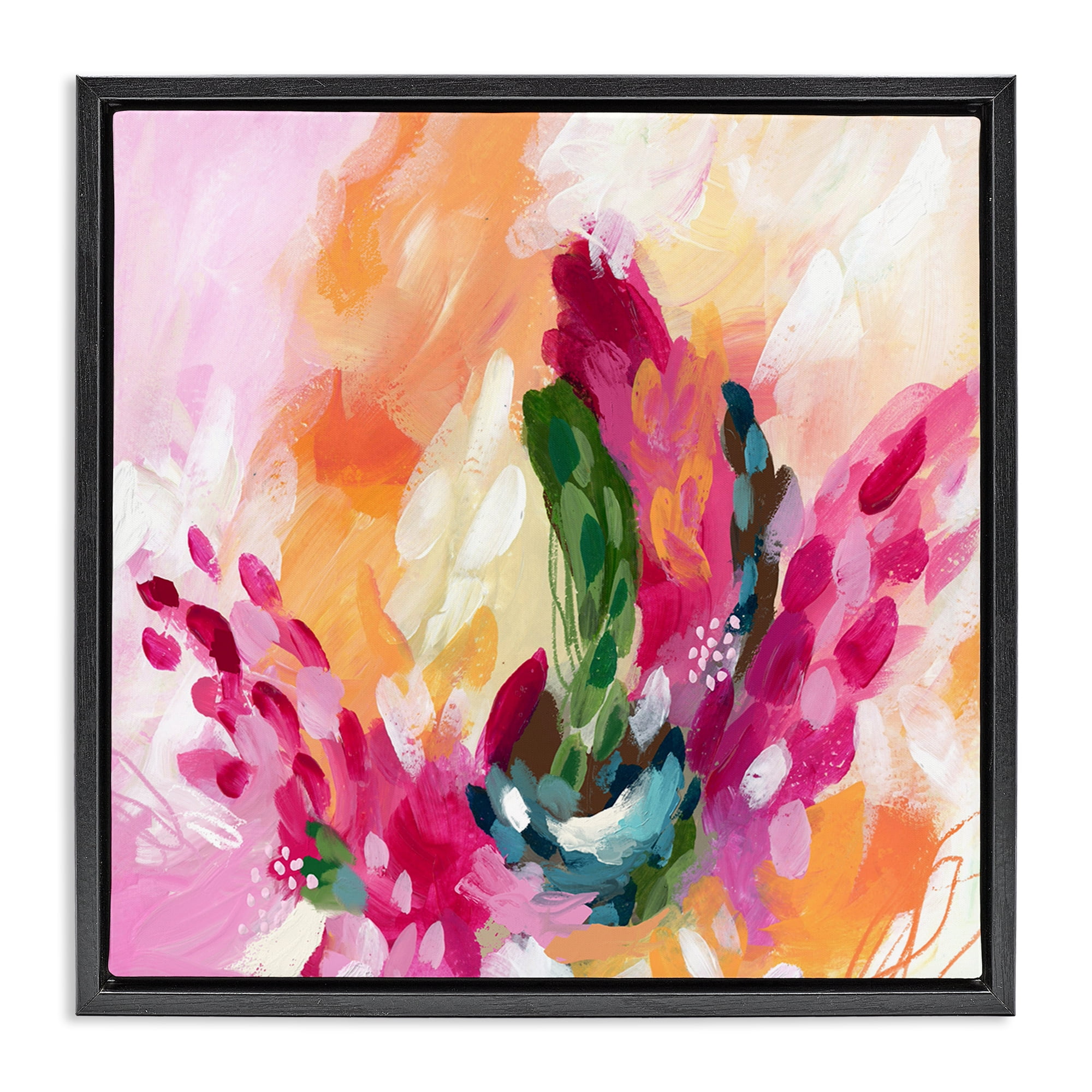 Stupell Industries Abstract Tropical Punch Abstract Painting Black Floater Framed Canvas Art Print Wall Art, 25 x 25