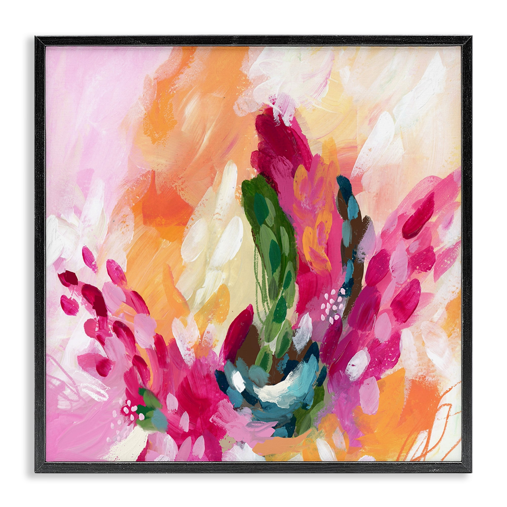 Stupell Industries Abstract Tropical Punch Abstract Painting Black Framed Art Print Wall Art, 17 x 17