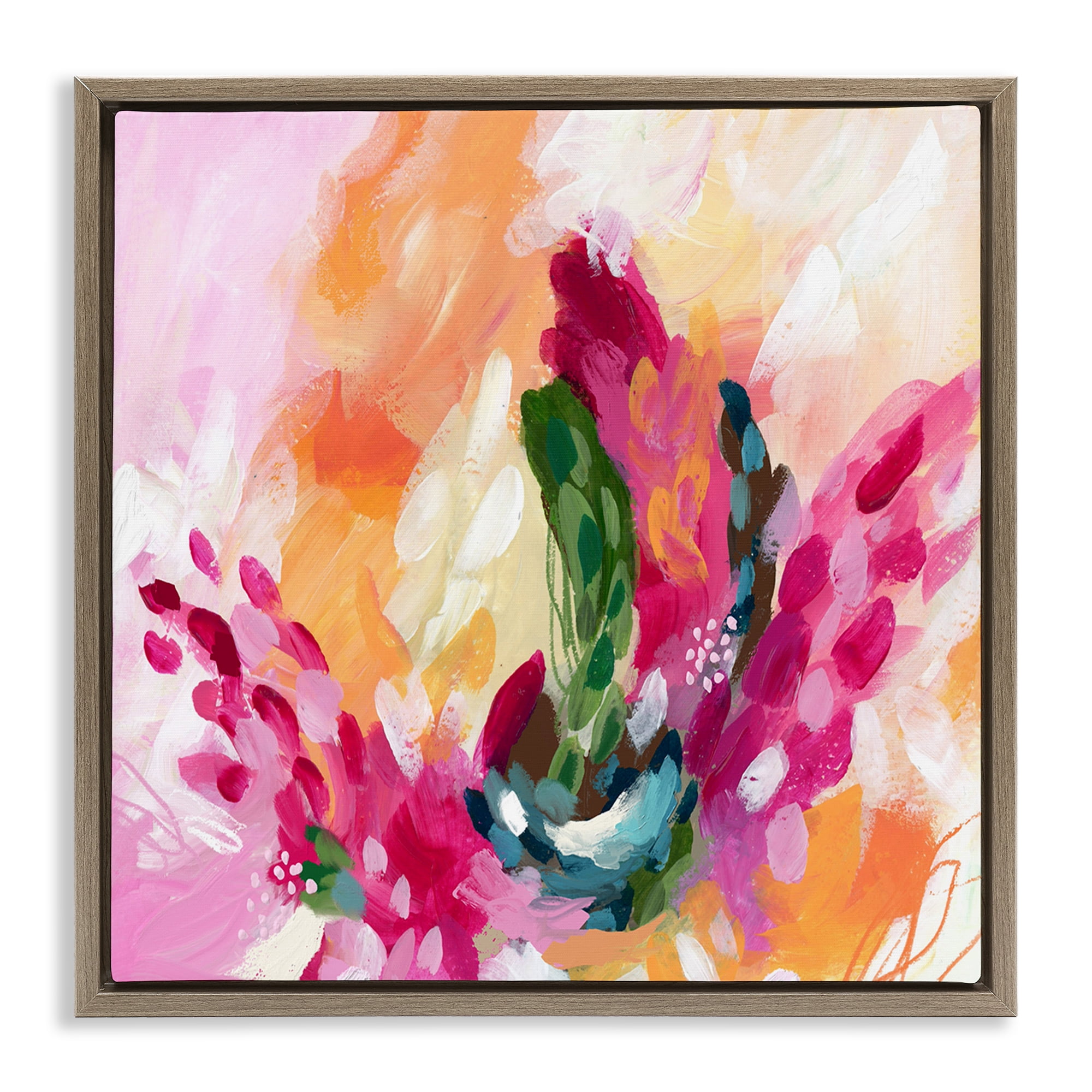 Stupell Industries Abstract Tropical Punch Abstract Painting Brown Floater Framed Canvas Art Print Wall Art, 18 x 18