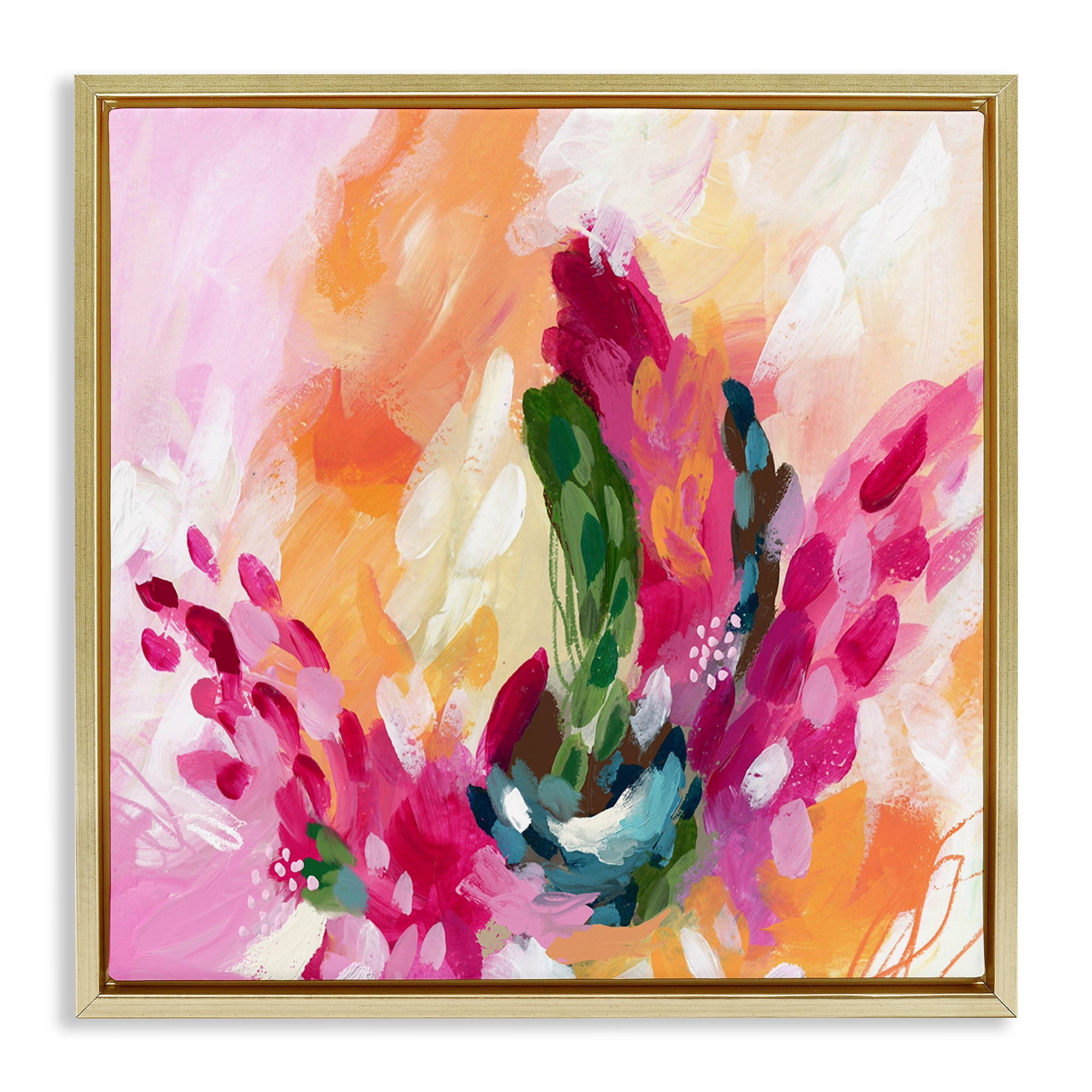 Stupell Industries Abstract Tropical Punch Abstract Painting Gold Floater Framed Canvas Art Print Wall Art, 18 x 18