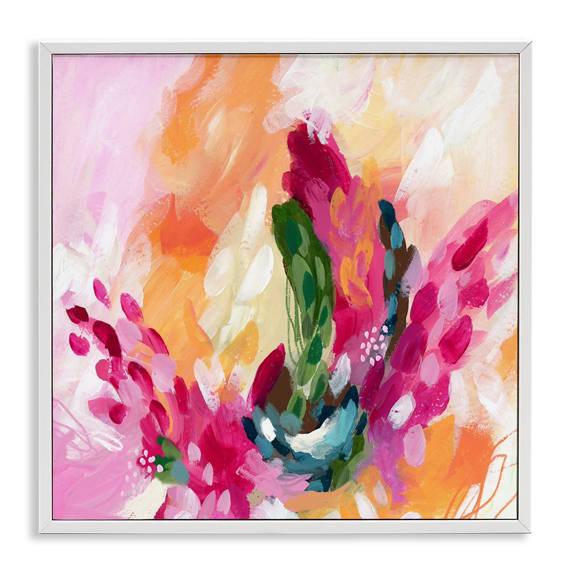 Stupell Industries Abstract Tropical Punch Abstract Painting White Framed Art Print Wall Art, 12 x 12