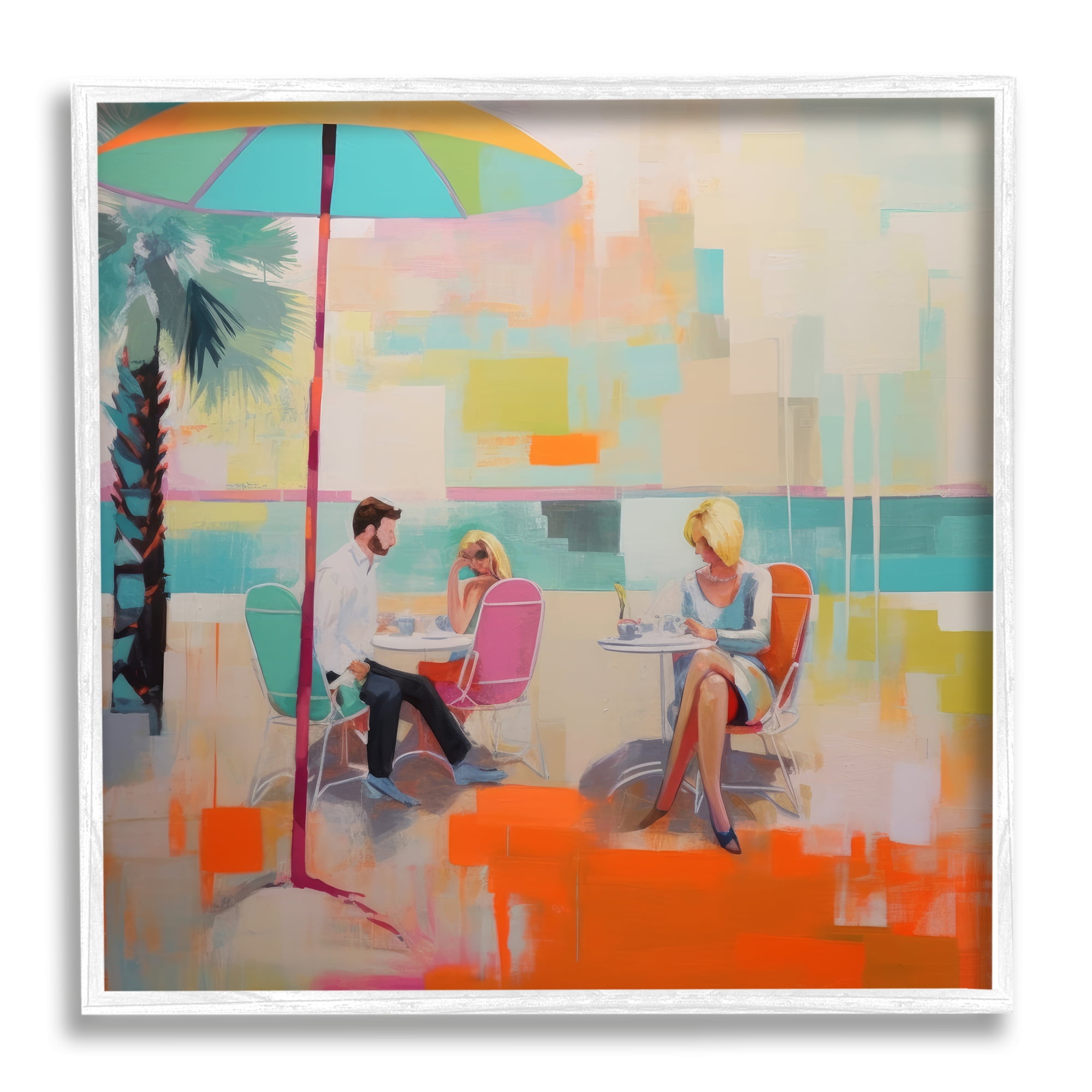 Stupell Industries Abstract Tropical Summer Abstract Painting White Framed Art Print Wall Art, 12 x 12