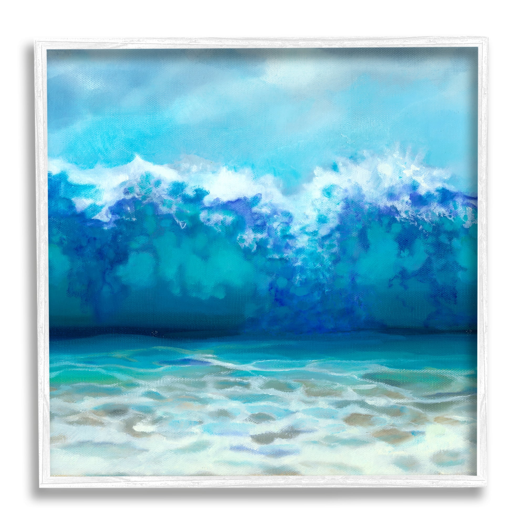Stupell Industries Abstract Tsunami Waves Beach Tide Coastal Painting White Framed Art Print Wall Art