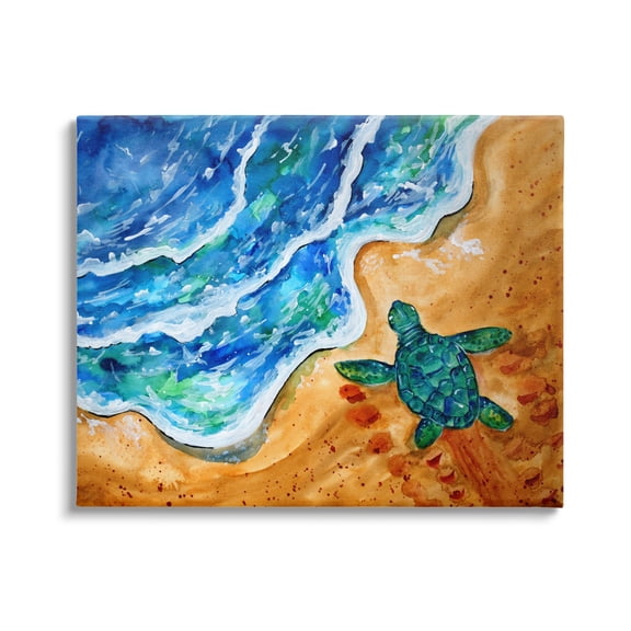 Stupell Industries Abstract Turtle on Shore Animals & Insects Painting Gallery Wrapped Canvas Print Wall Art, 20 x 16