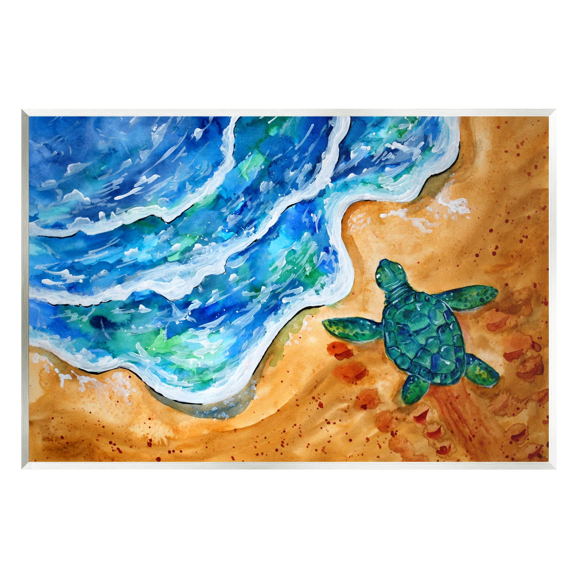 Stupell Industries Abstract Turtle on Shore Animals & Insects Painting Unframed Art Print Wall Art, 15 x 10