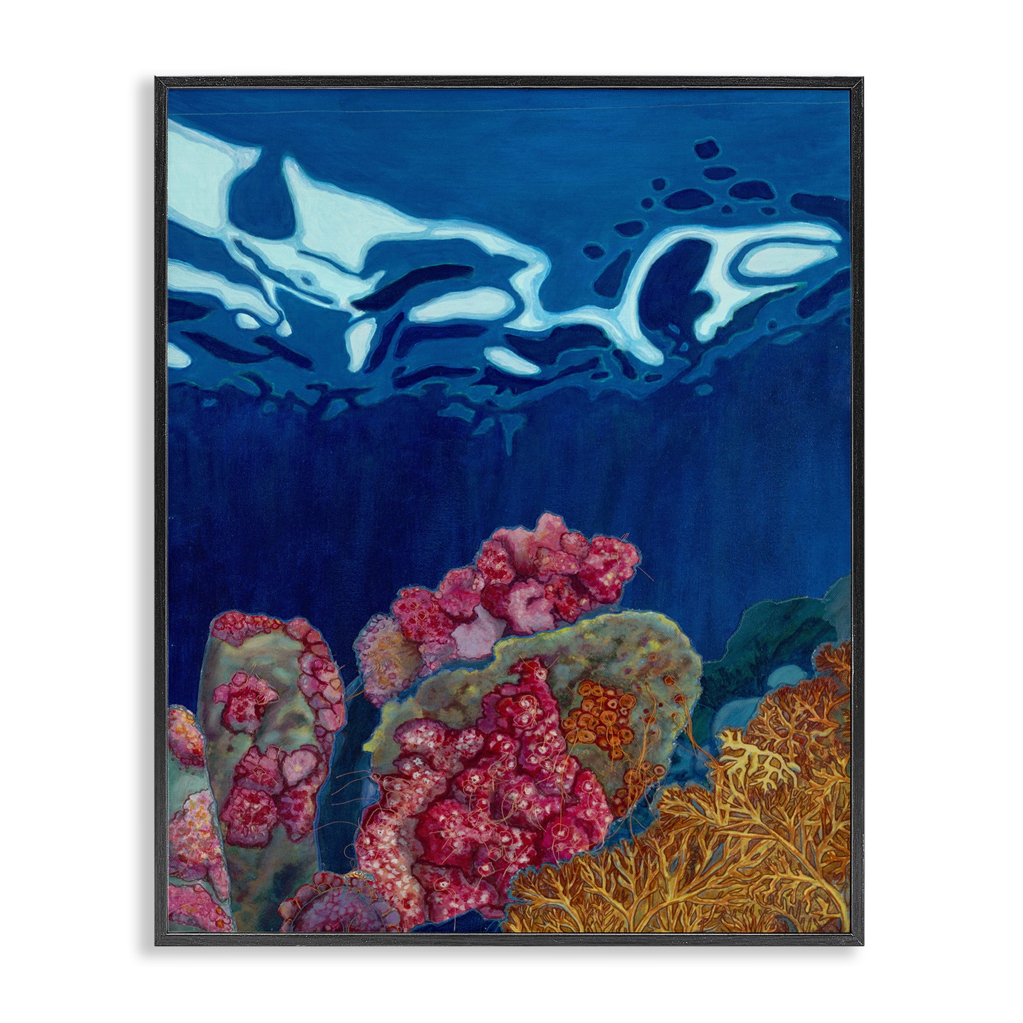 Stupell Industries Abstract Underwater Coral Nautical & Beach Painting Black Framed Art Print Wall Art, 24 x 30