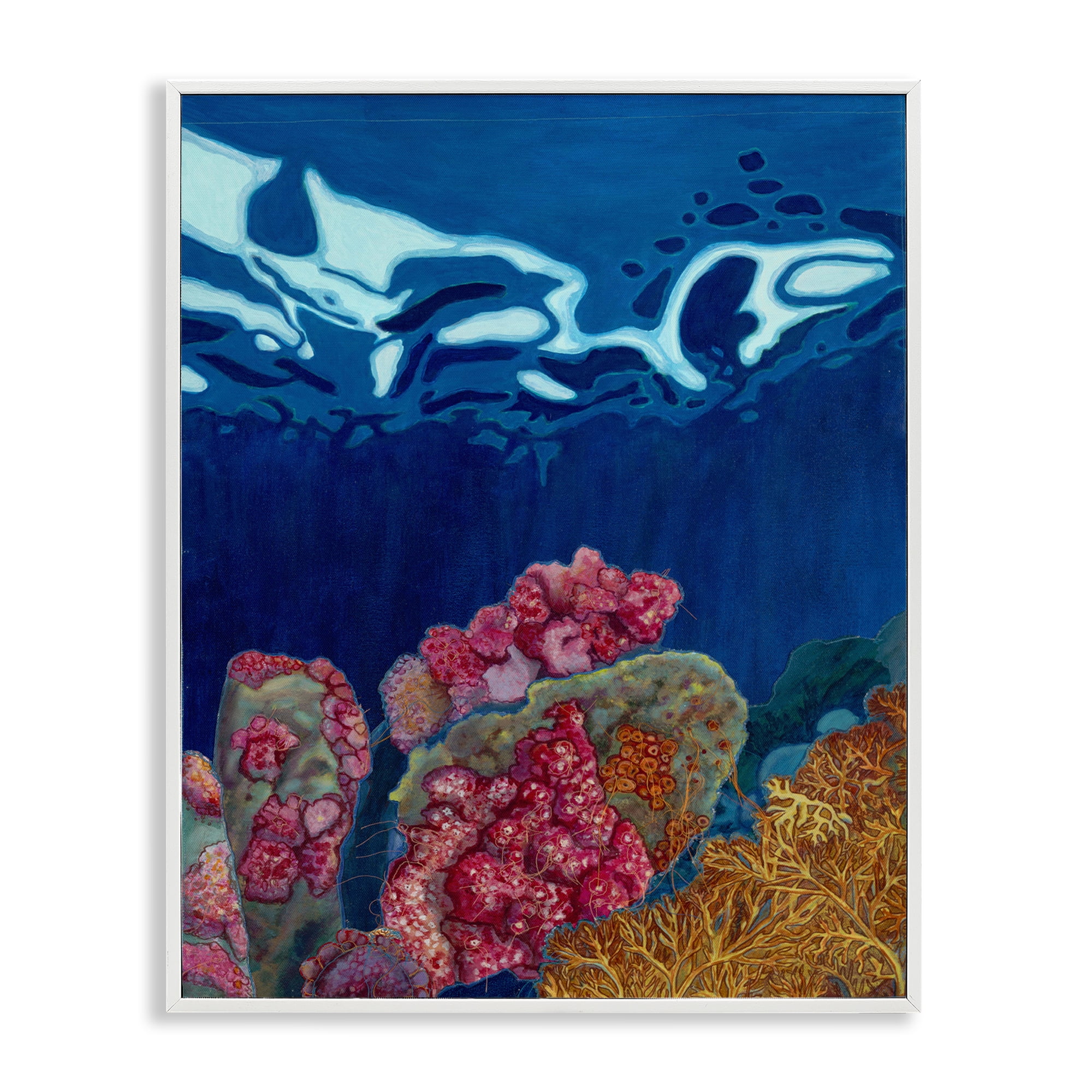 Stupell Industries Abstract Underwater Coral Nautical & Beach Painting White Framed Art Print Wall Art, 16 x 20
