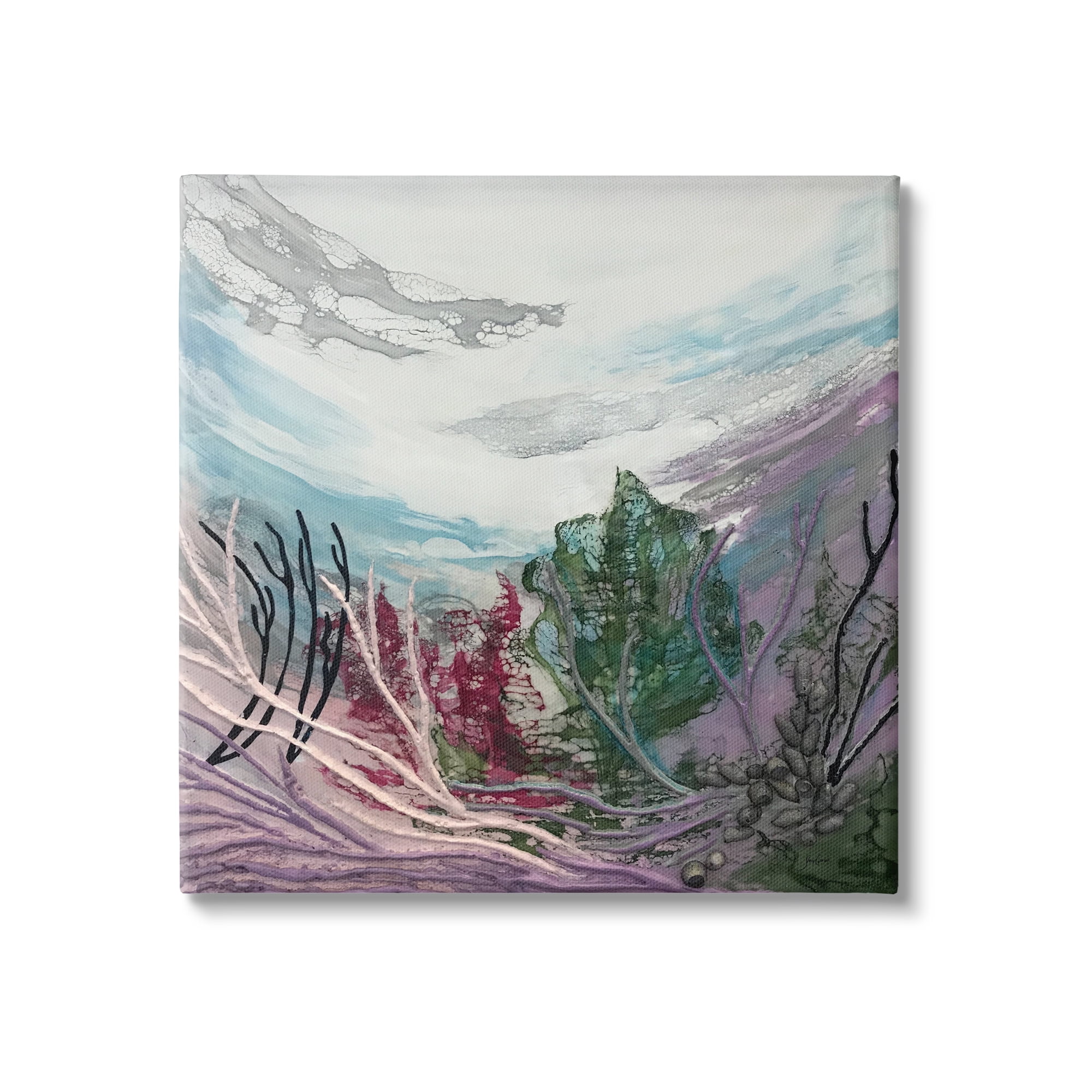 Stupell Industries Abstract Underwater Landscape Scene Floating Coral Plants Painting Gallery Wrapped Canvas Print Wall Art, Design by Stacy Gresell