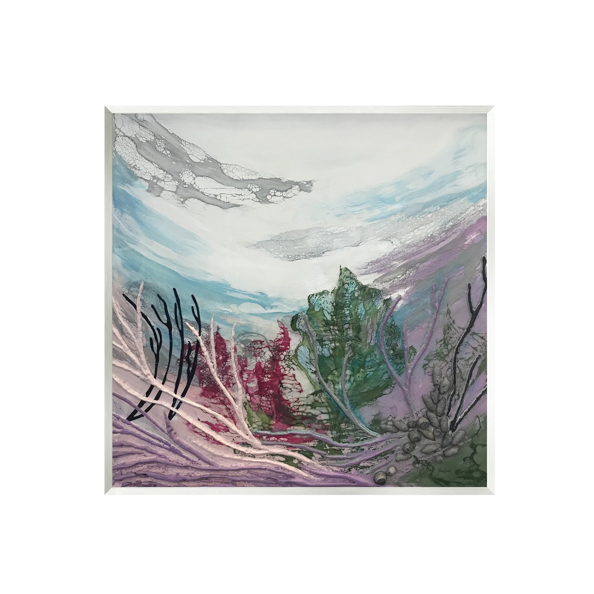 Stupell Industries Abstract Underwater Landscape Scene Floating Coral Plants Painting Unframed Art Print Wall Art, Design by Stacy Gresell