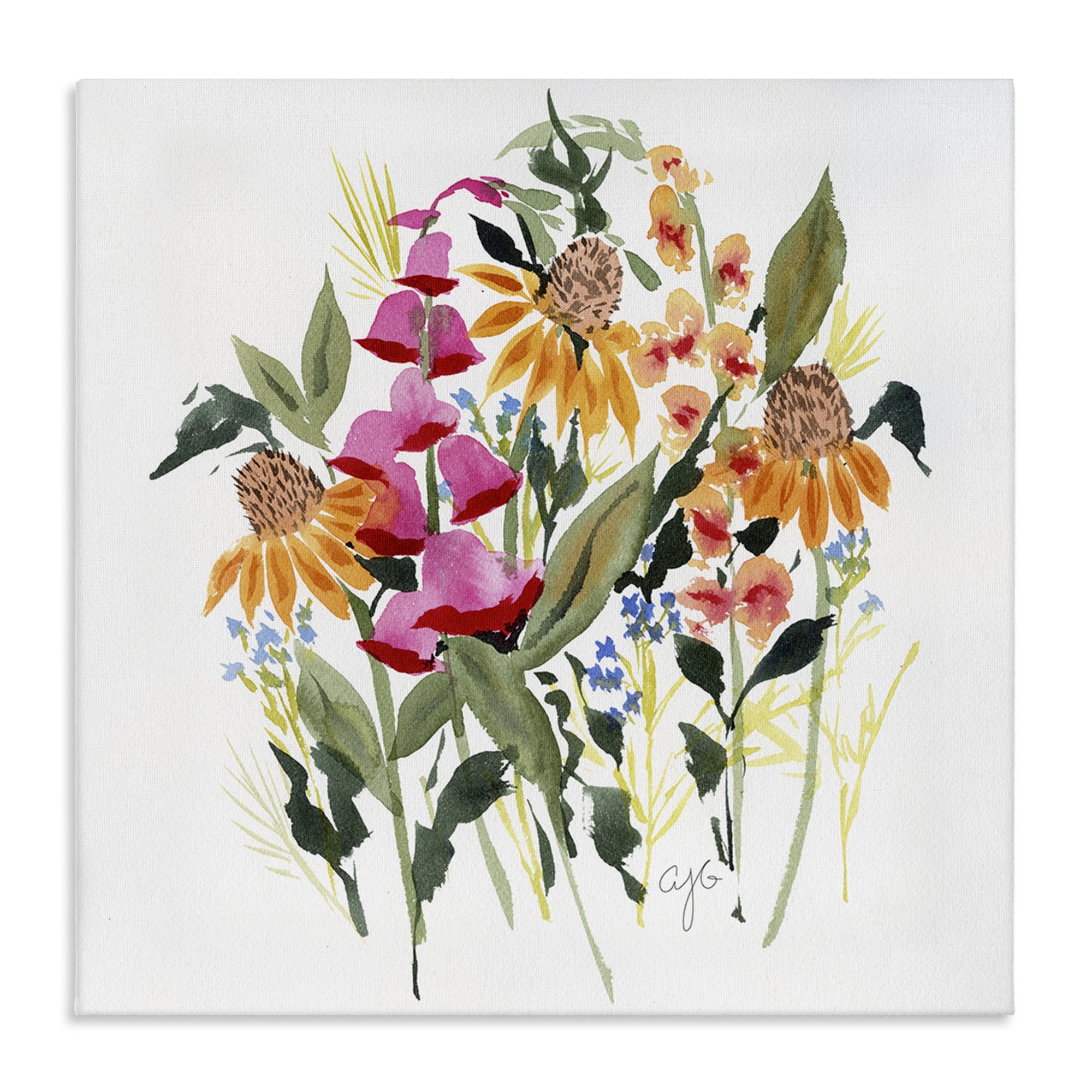 Stupell Industries Abstract Varied Bouquet Botanical & Floral Painting Gallery Wrapped Canvas Art Print Wall Art, 17 x 17