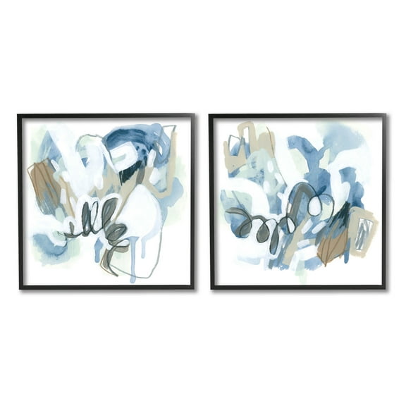 Stupell Industries Abstract Varied Nautical Squiggles Graphic Art Black Framed Art Print Wall Art, Set of 2, Design by June Erica Vess