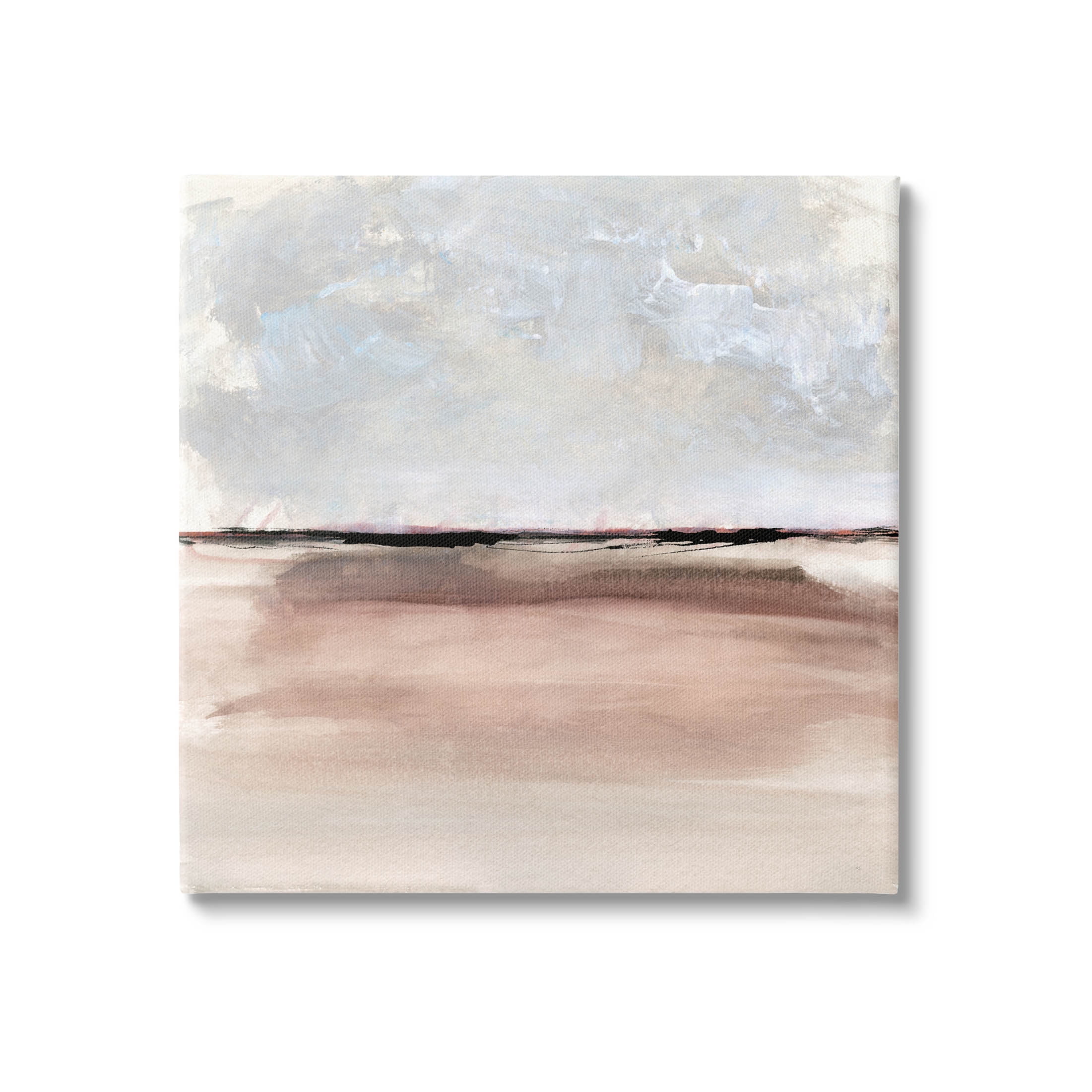 Abstract 17'' x 17'' Beige and Gray Canvas Landscape Art