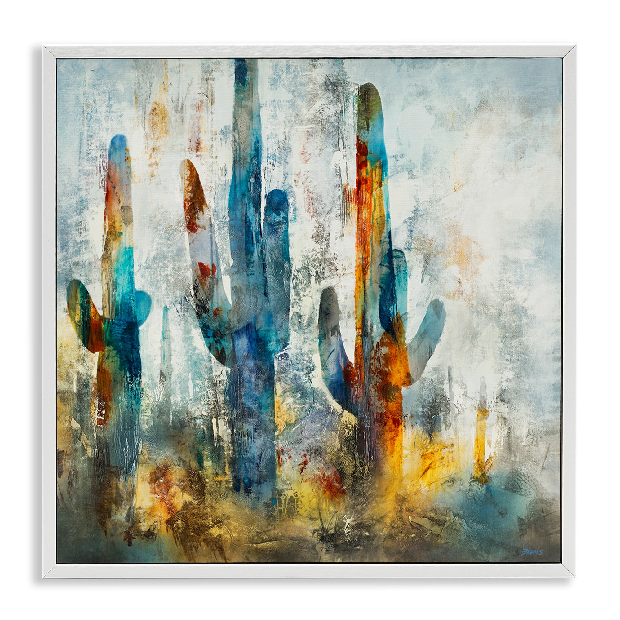 Stupell Industries Abstract Vibrant Cacti Silhouettes Landscape Painting White Framed Art Print Wall Art, 24 x 24