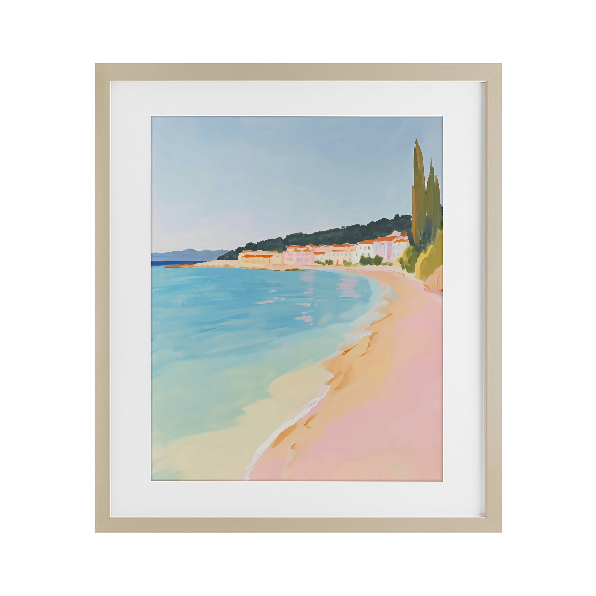 Stupell Industries Abstract Village By The Sea Birch Framed Print Under Glass, design by The Prints Vibe
