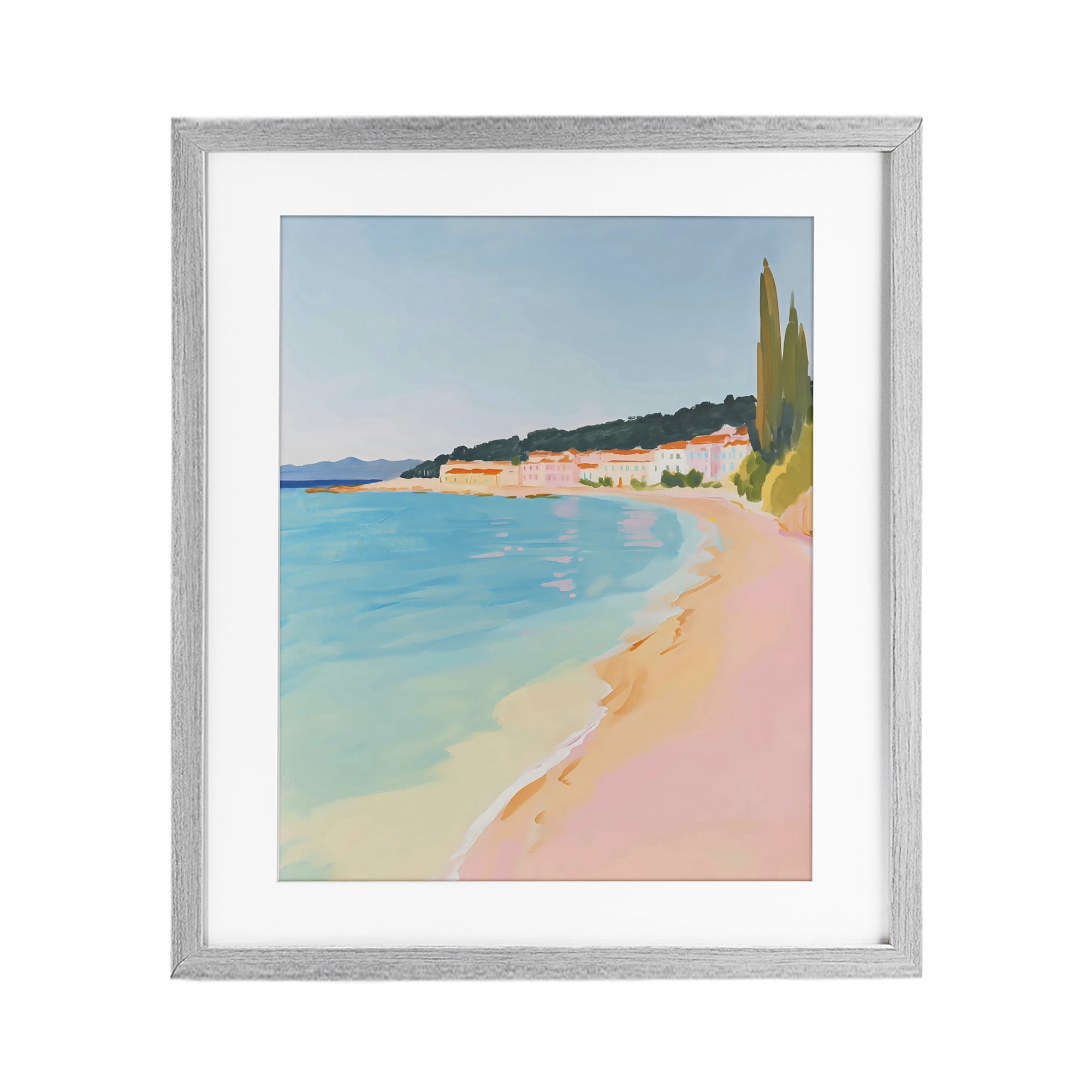 Stupell Industries Abstract Village By The Sea Gray Framed Print Under Glass, design by The Prints Vibe