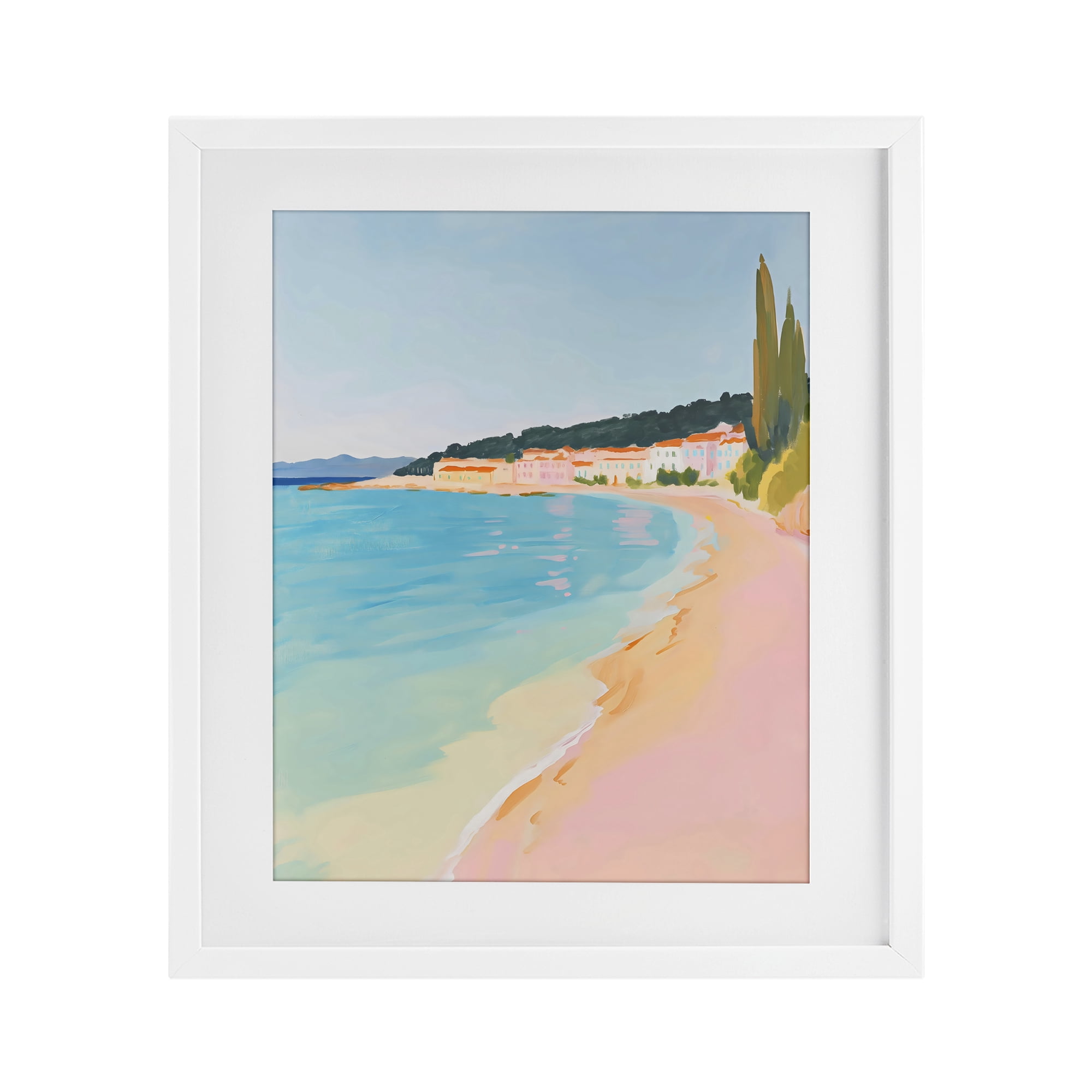 Stupell Industries Abstract Village By The Sea White Framed Print Under Glass, design by The Prints Vibe