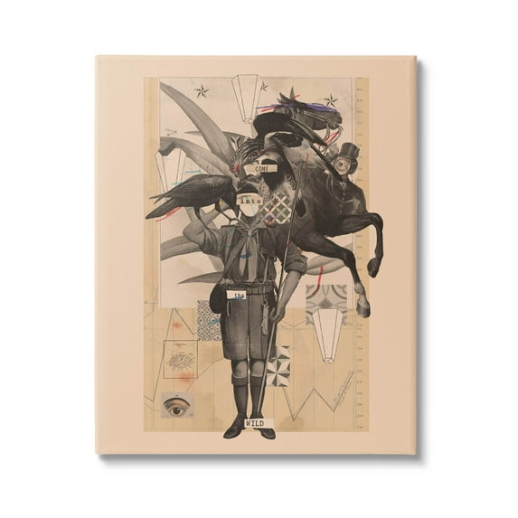 Stupell Industries Abstract Vintage Horse Text Collage Graphic Art Gallery Wrapped Canvas Print Wall Art, Design by Matheus Lopes Castro