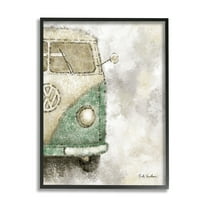 Stupell Industries Abstract Vintage Minibus Transportation Painting Black Framed Art Print Wall Art, 11 x 14
