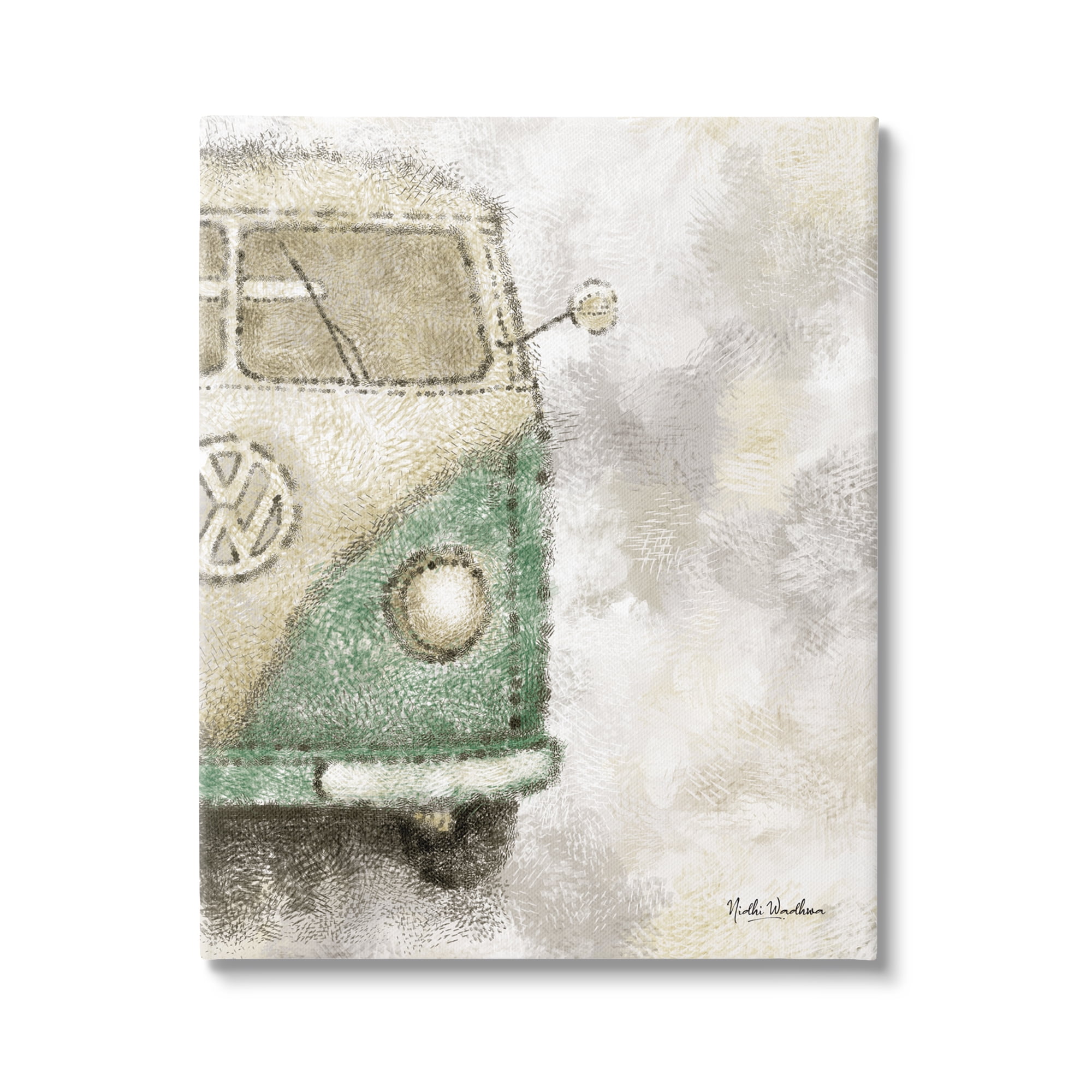 Stupell Industries Abstract Vintage Minibus Transportation Painting Gallery Wrapped Canvas Print Wall Art, 36 x 48