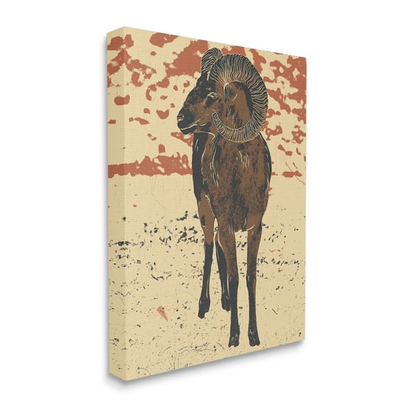 Stupell Industries Abstract Vintage Ram Round Animal Horns Canvas Wall Art by Ziwei Li