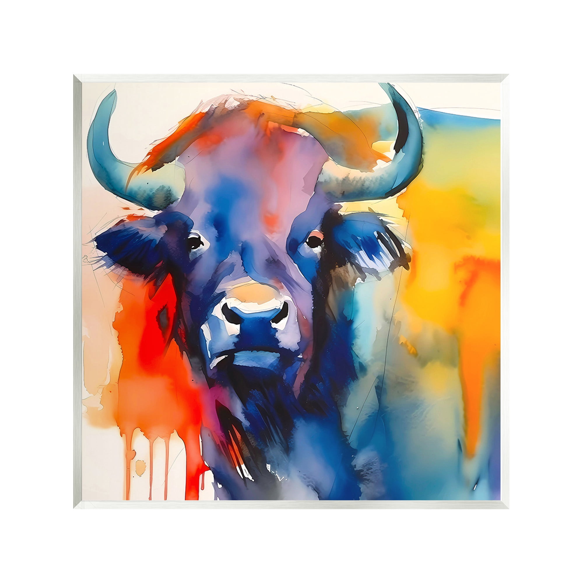 Stupell Industries Abstract Vivid Cattle Animals & Insects Painting Unframed Art Print Wall Art, 12 x 12