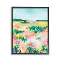 Stupell Industries Abstract Vivid Meadow Landscape Painting Black Framed Art Print Wall Art, 11 x 14