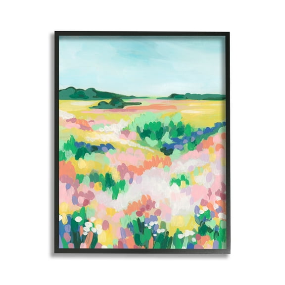 Stupell Industries Abstract Vivid Meadow Landscape Painting Black Framed Art Print Wall Art, 11 x 14